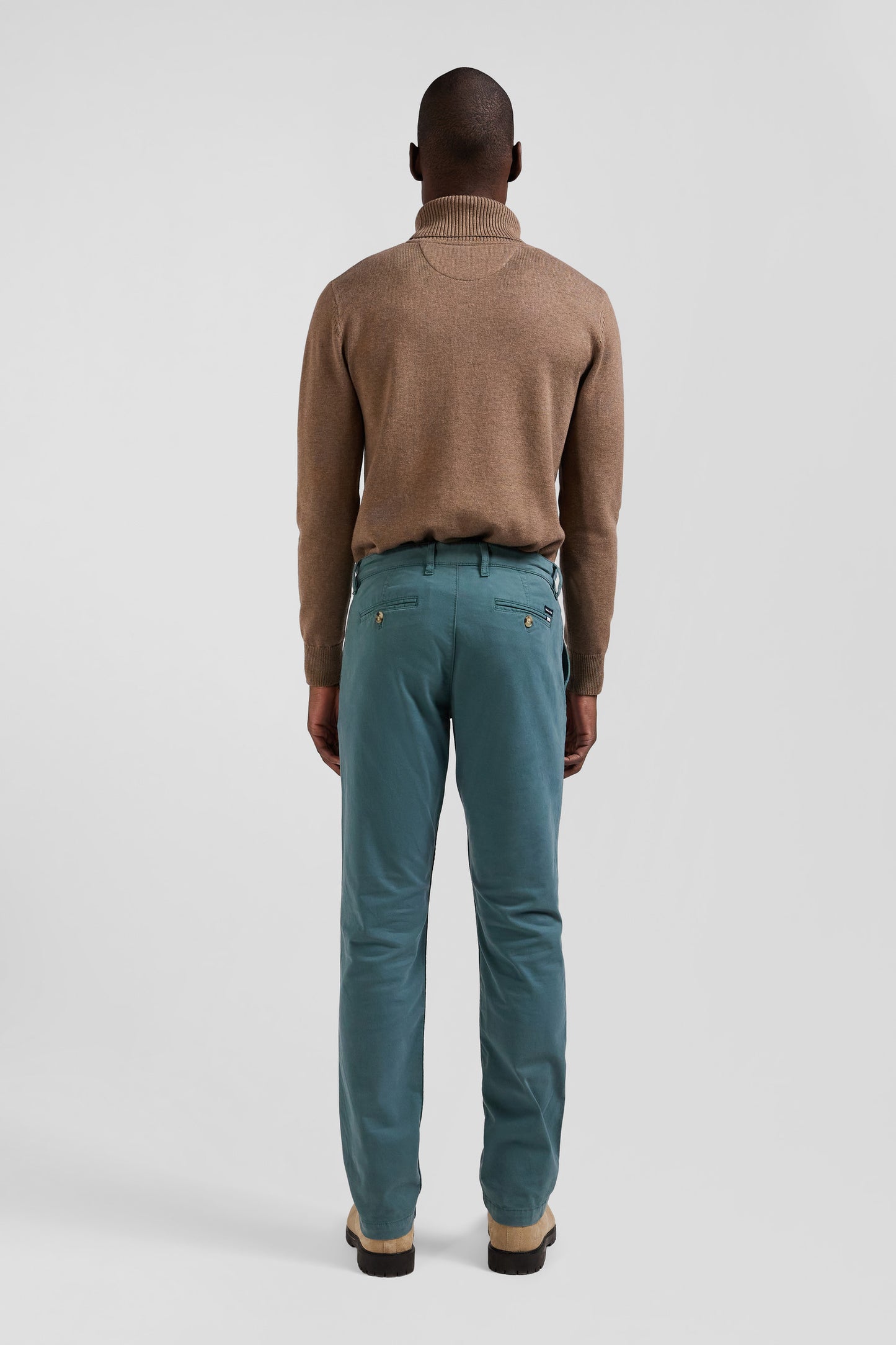 Pantalon chino vert en gabardine de coton stretch coupe Regular