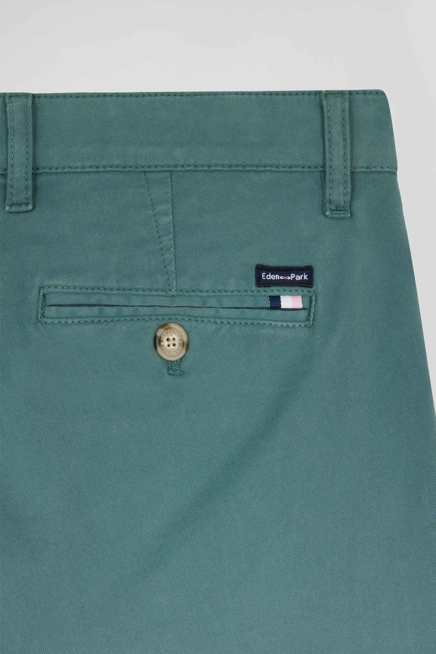 Pantalon chino vert en gabardine de coton stretch coupe Regular