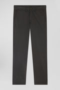 Pantalon chino noir en gabardine de coton stretch coupe Regular