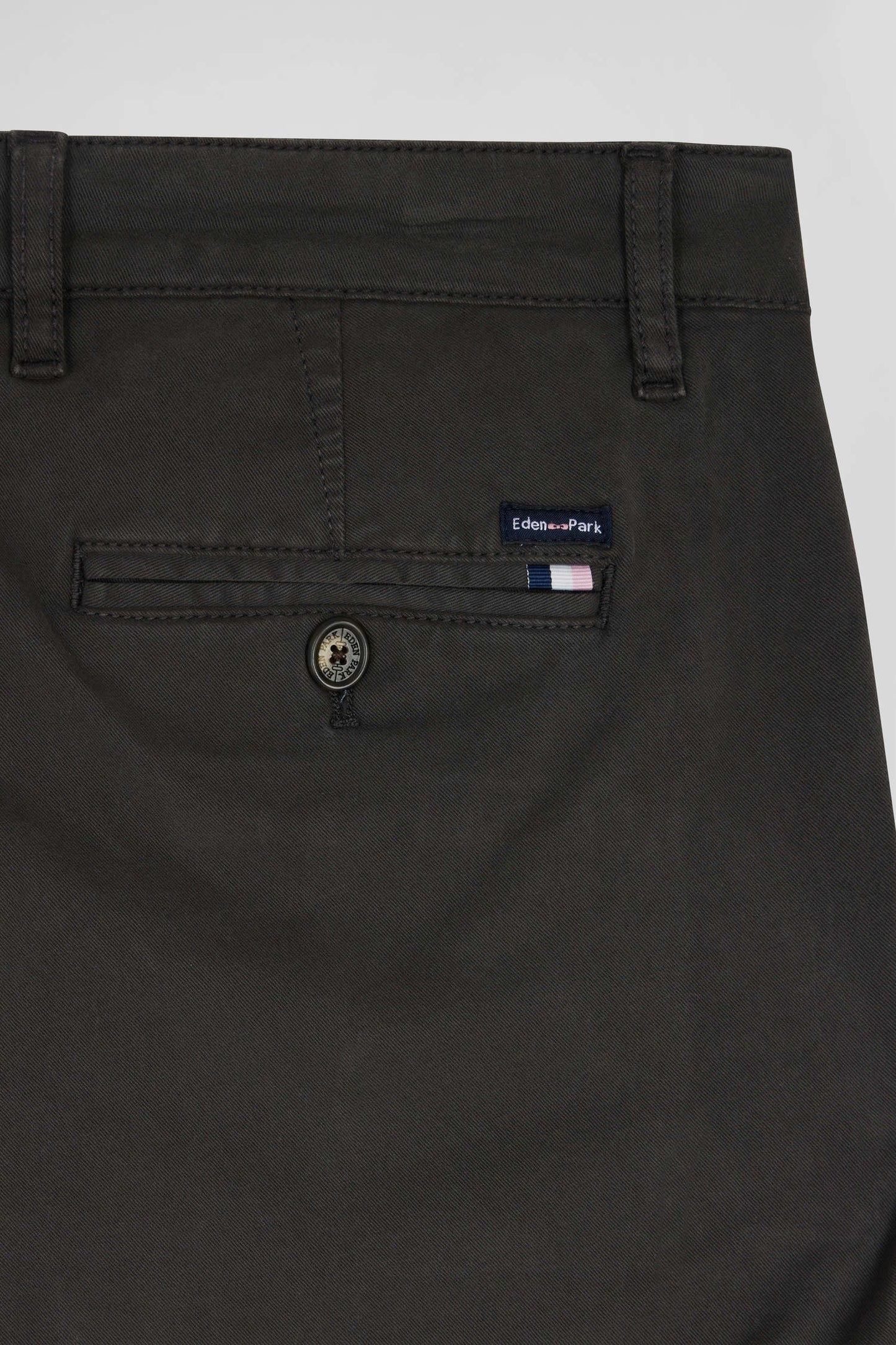 Pantalon chino noir en gabardine de coton stretch coupe Regular