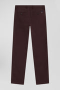 Pantalon chino bordeaux en gabardine de coton stretch coupe Regular