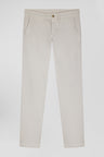 Slim plain beige chino trousers in stretch cotton