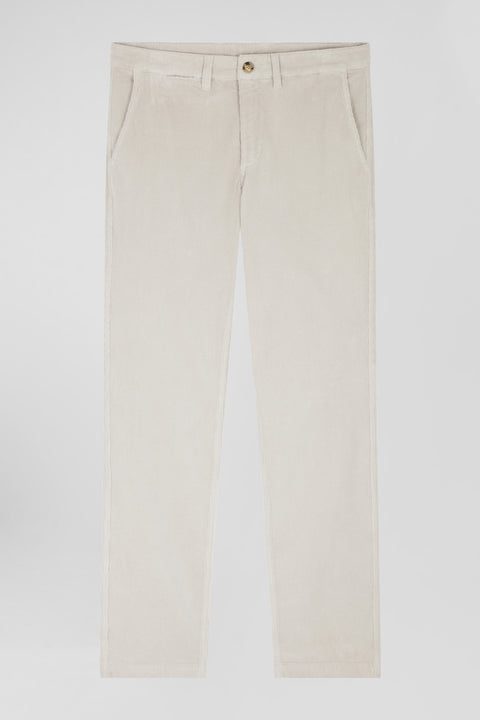 Pantalon chino en coton velours stretch écru coupe Regular - Image 2