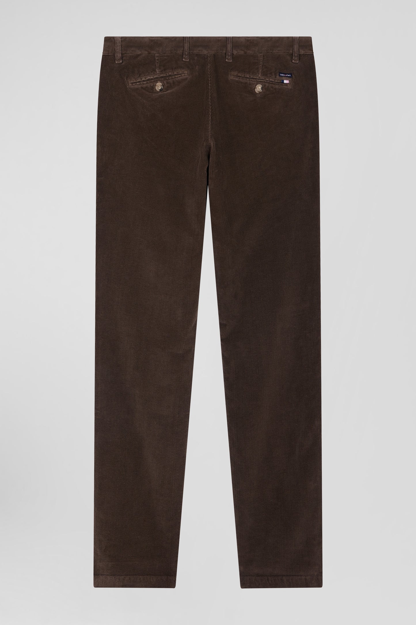 Pantalon chino en coton velours stretch marron coupe Regular