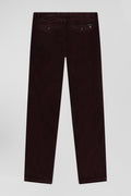 Pantalon chino en coton velours stretch bordeaux coupe Regular