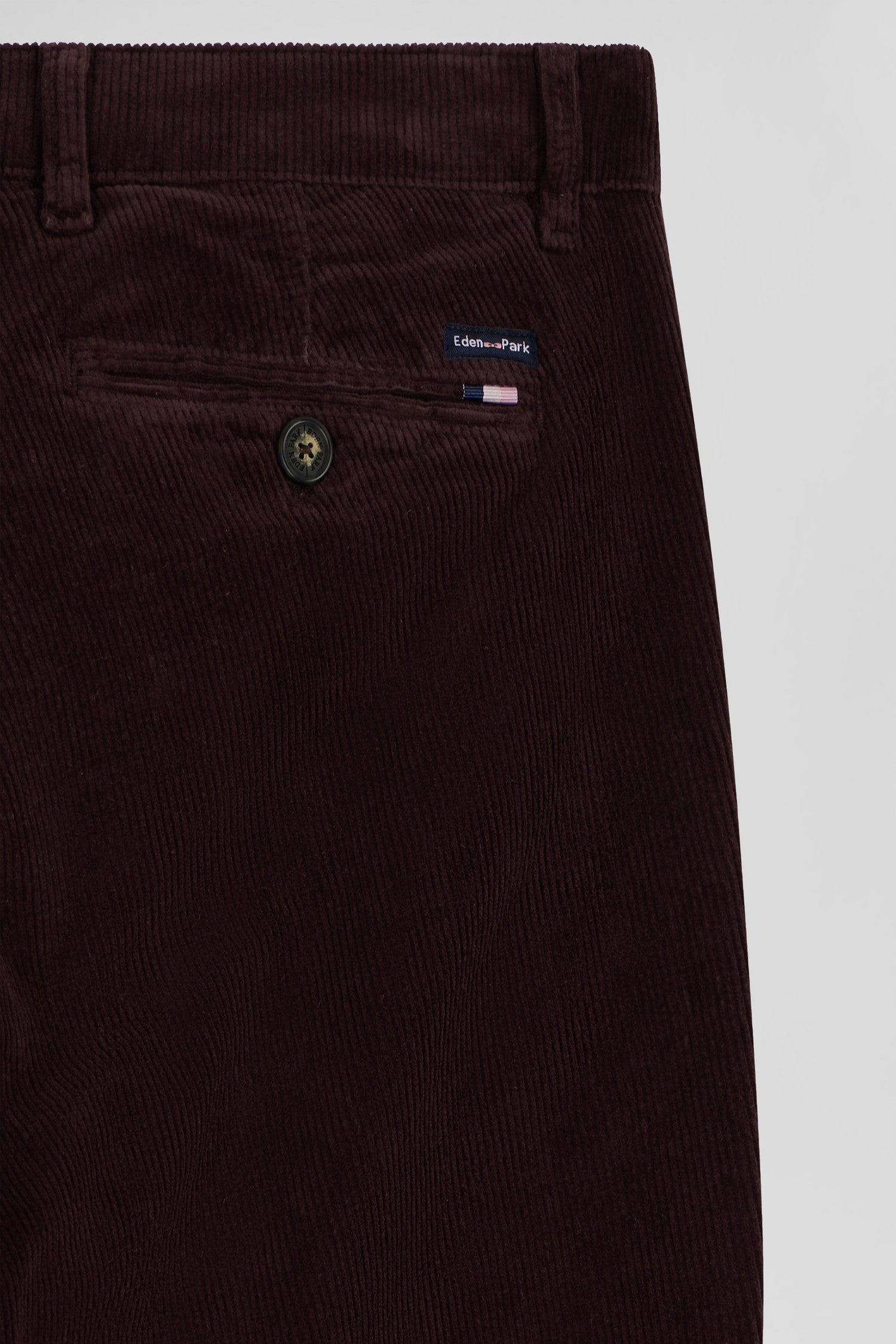 Pantalon chino en coton velours stretch bordeaux coupe Regular