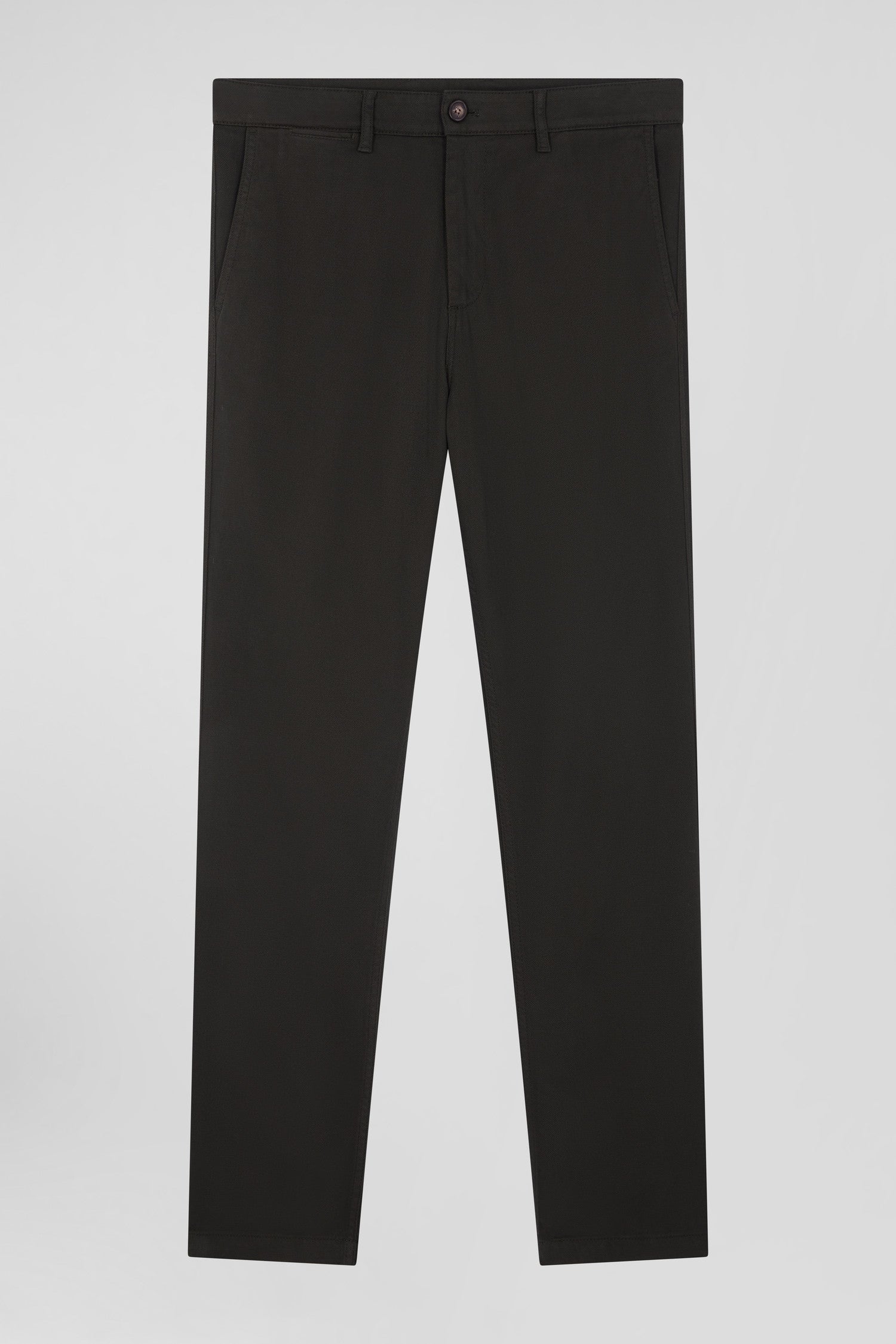 Pantalon chino en piqué de coton stretch et modal kaki coupe Regular