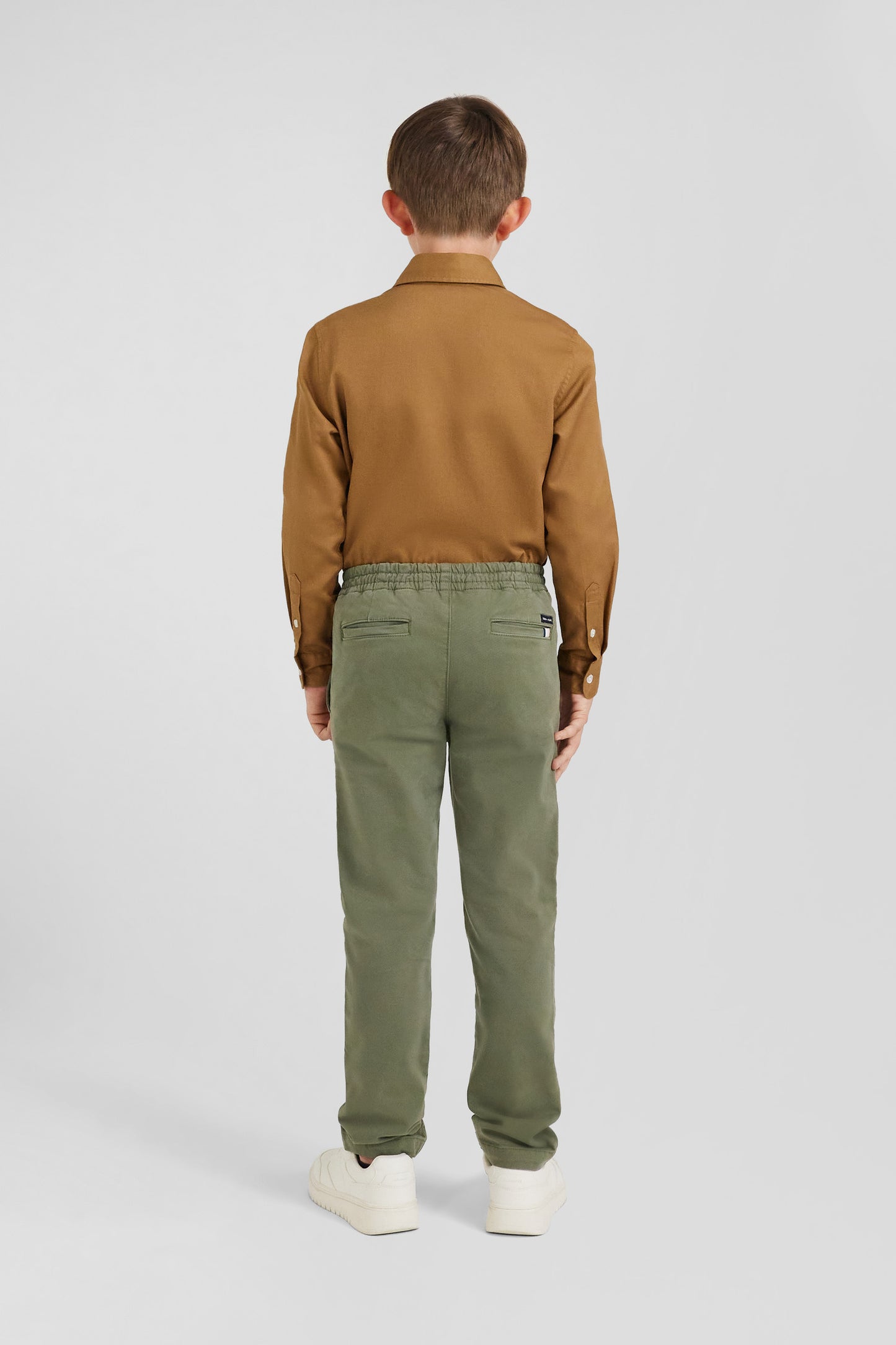 Pantalon chino en coton stretch camel coupe Regular