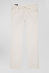 Regular ecru stretch cotton 5-pocket trousers