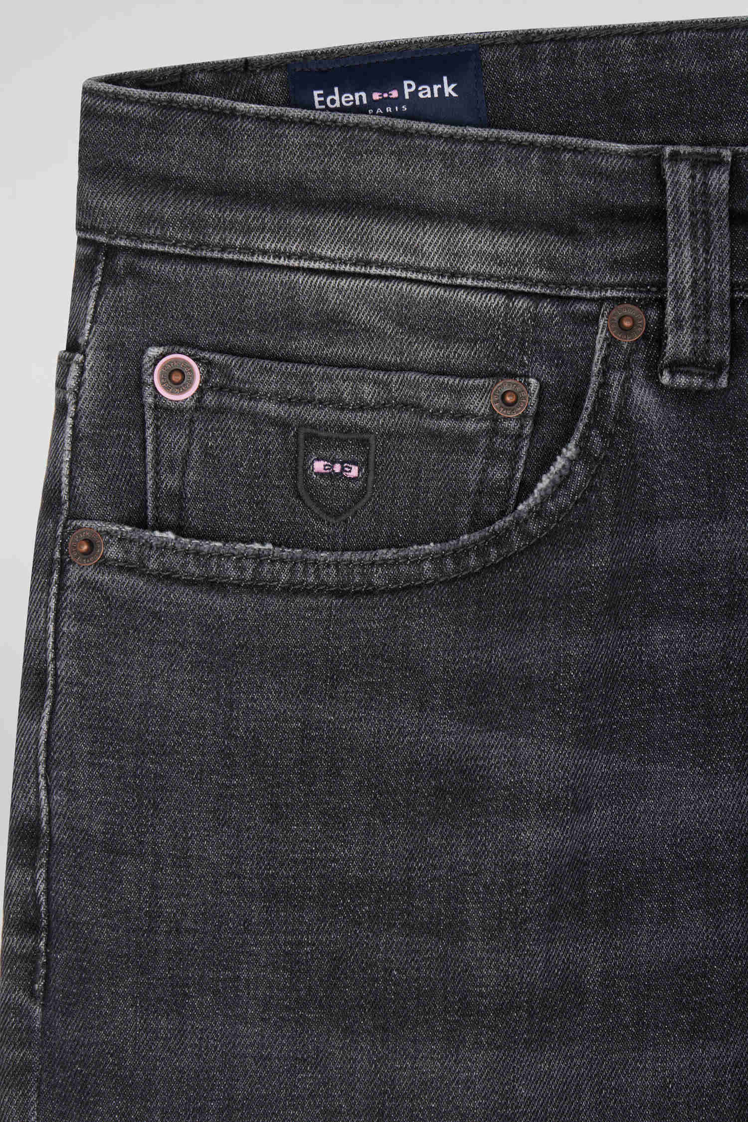 Jean en coton denim stretch mélangé gris coupe Regular