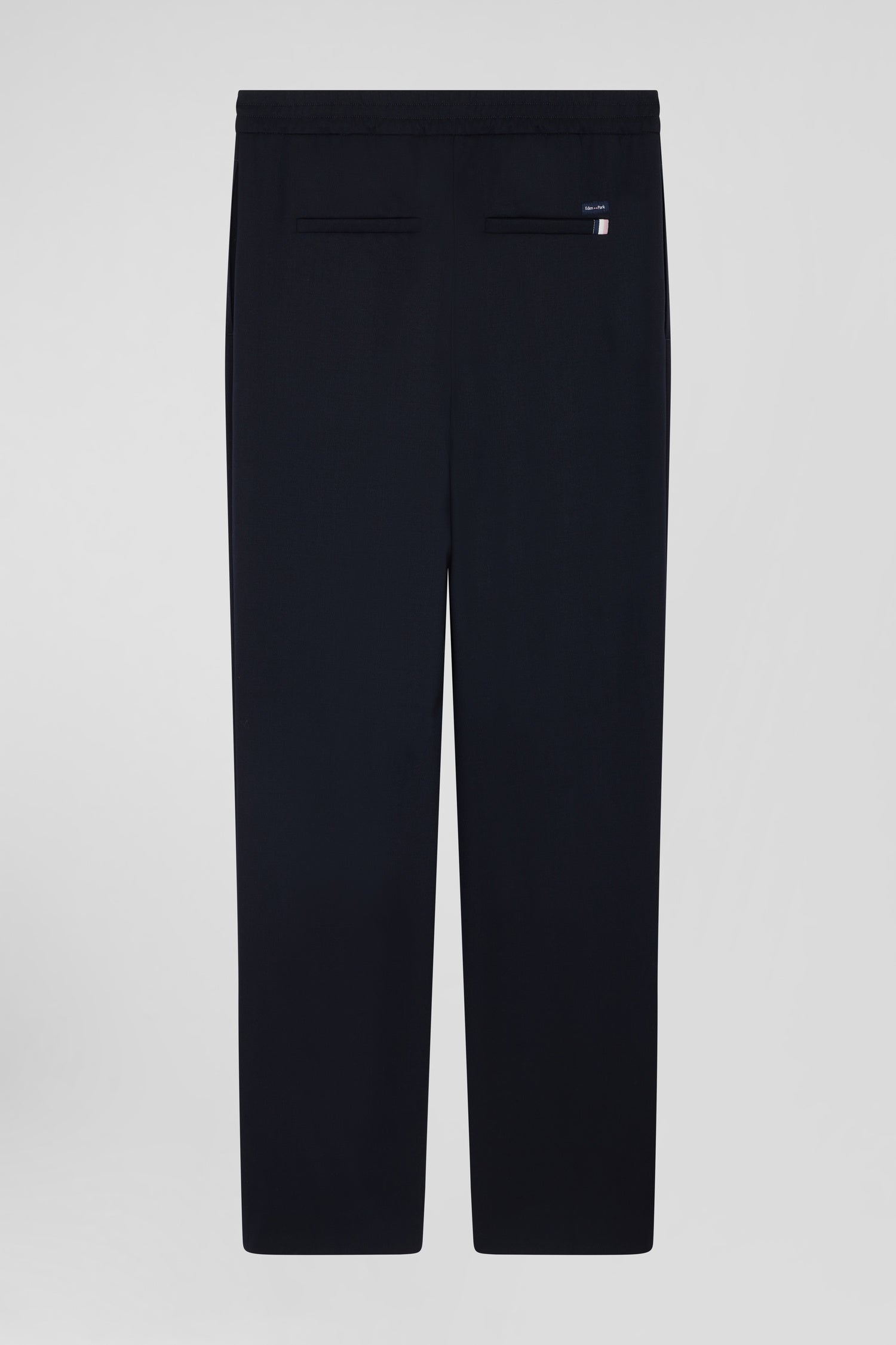 Modern navy blue virgin wool stretch trousers