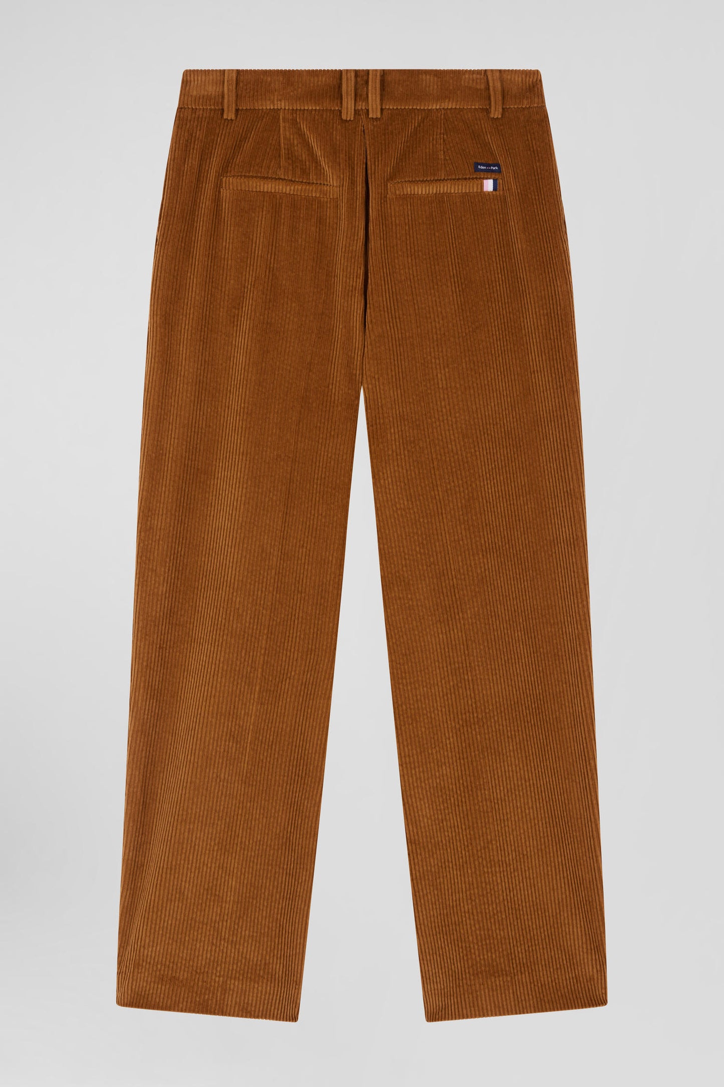 Pantalon en velours côtelé camel à carreaux coupe Modern