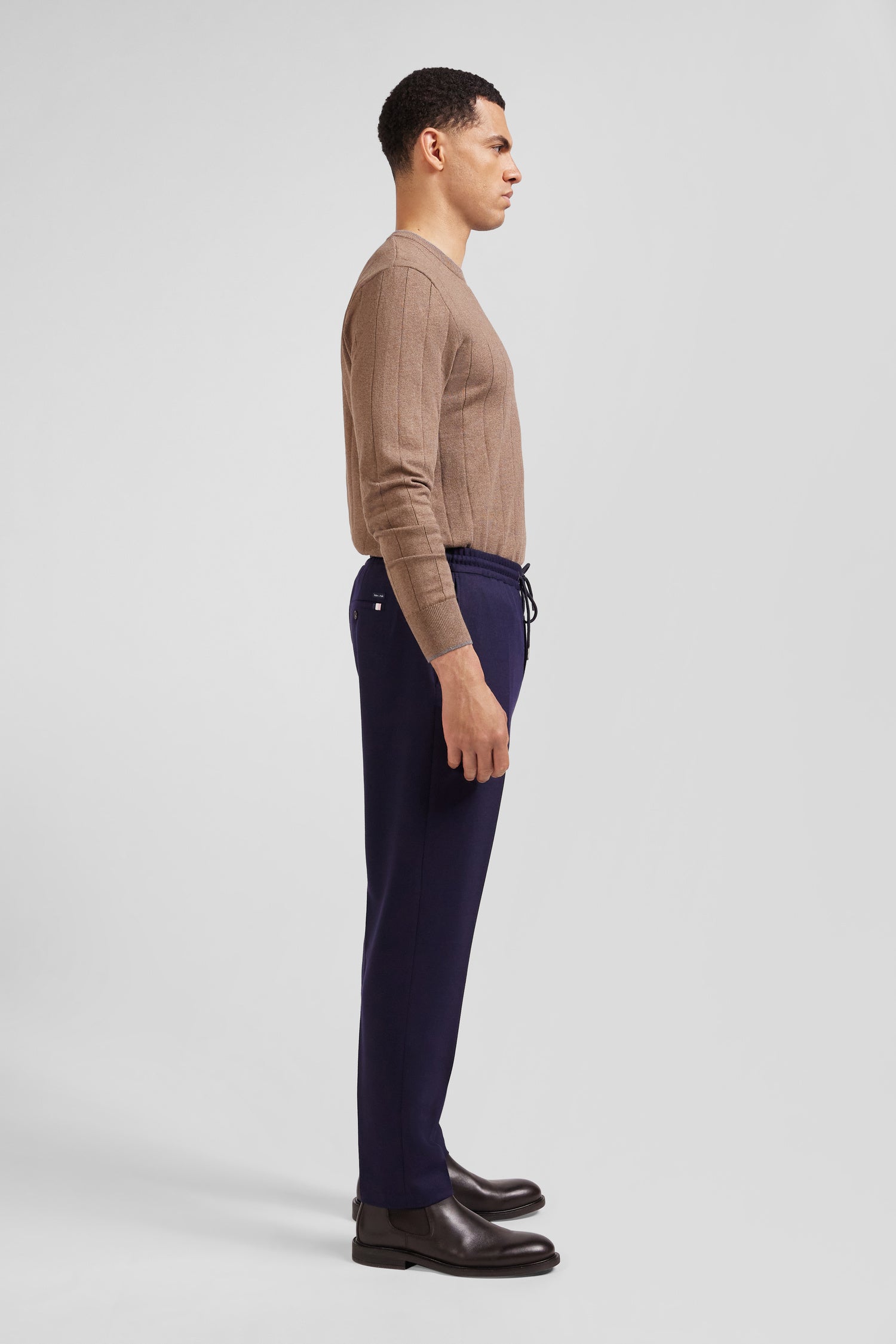 Pantalon bleu marine taille élastiquée coupe Modern