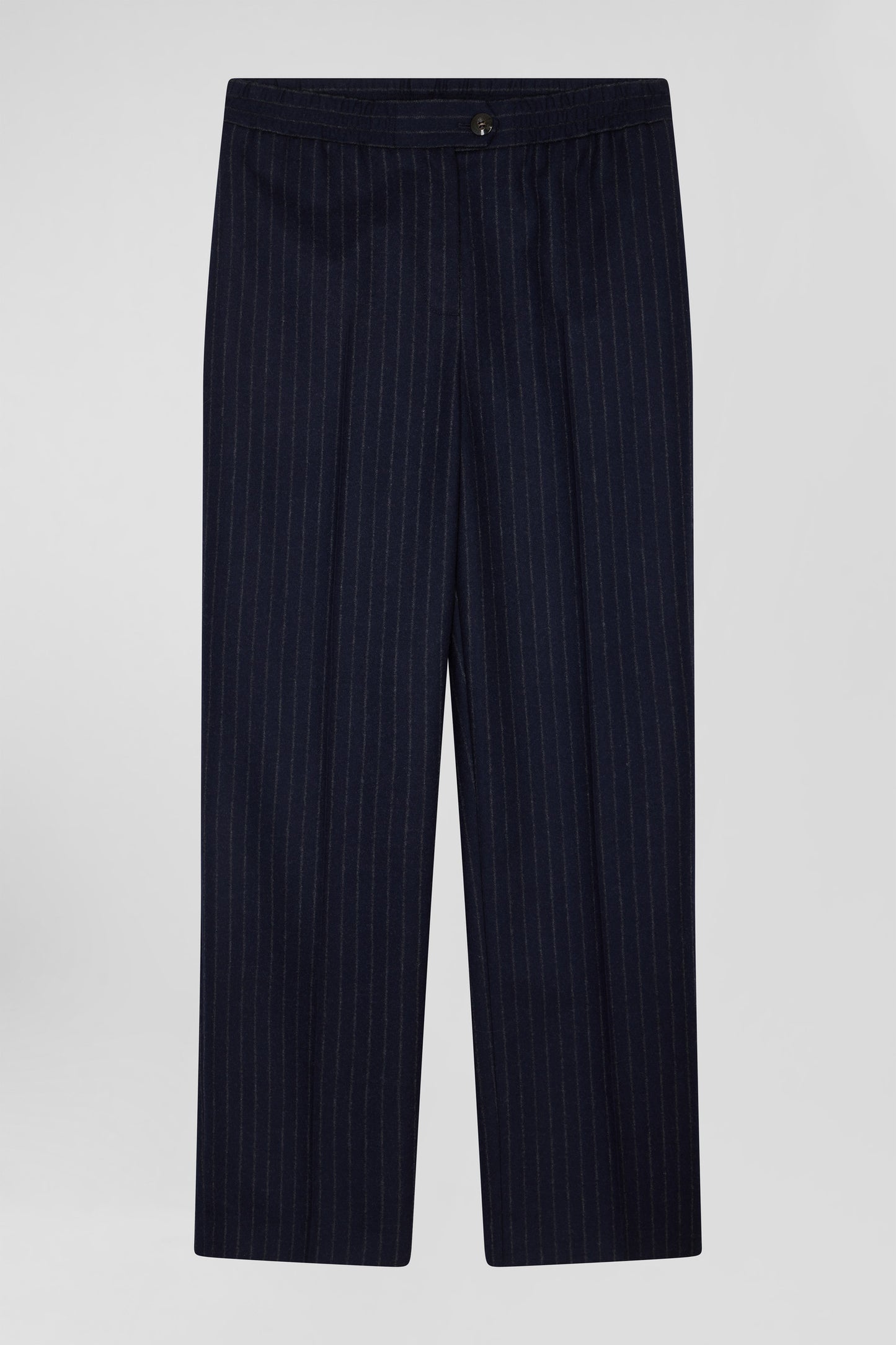 Pantalon en laine rayé bleu marine coupe Modern