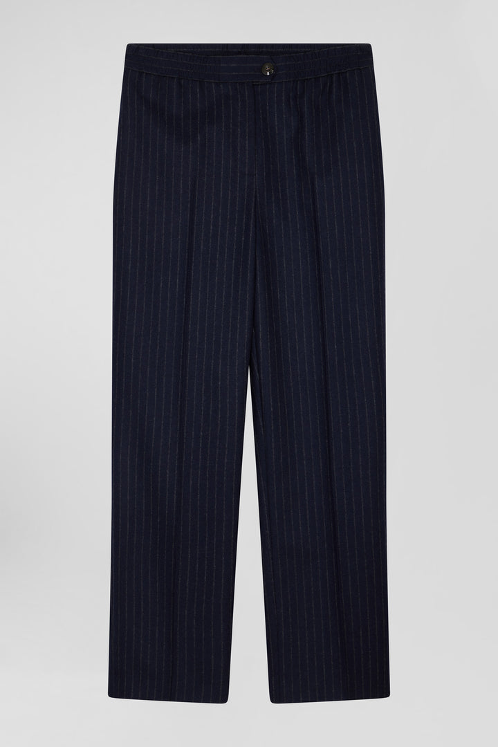 Pantalon en laine rayé bleu marine coupe Modern