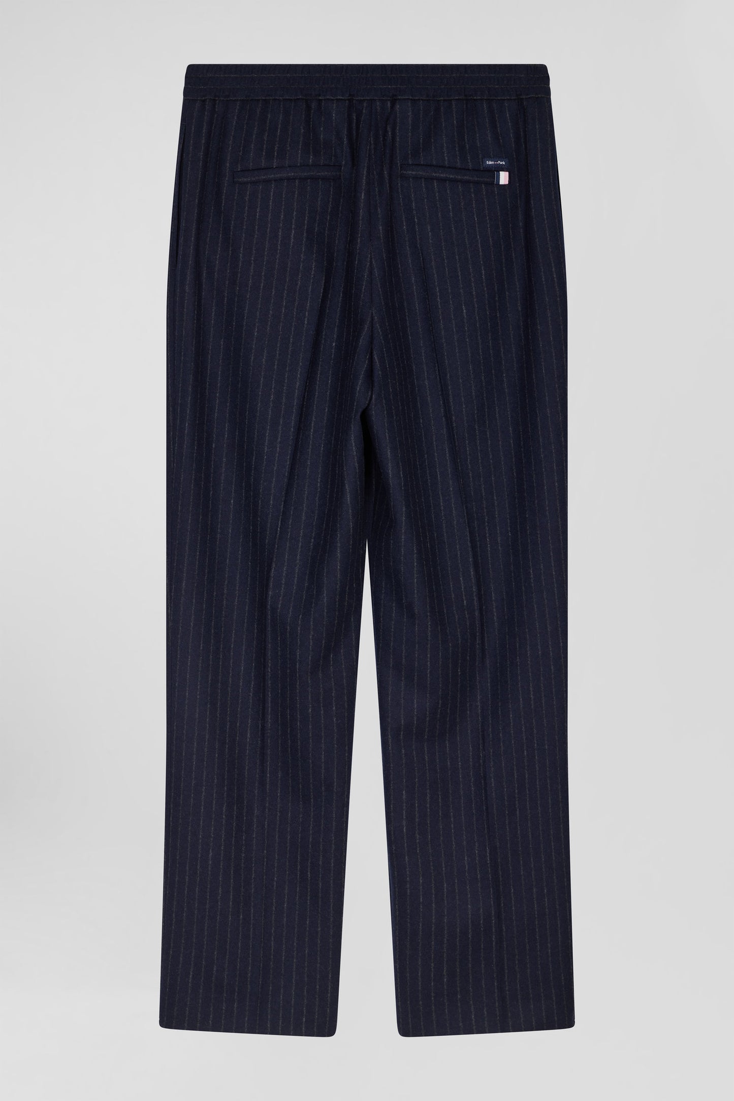 Pantalon en laine rayé bleu marine coupe Modern