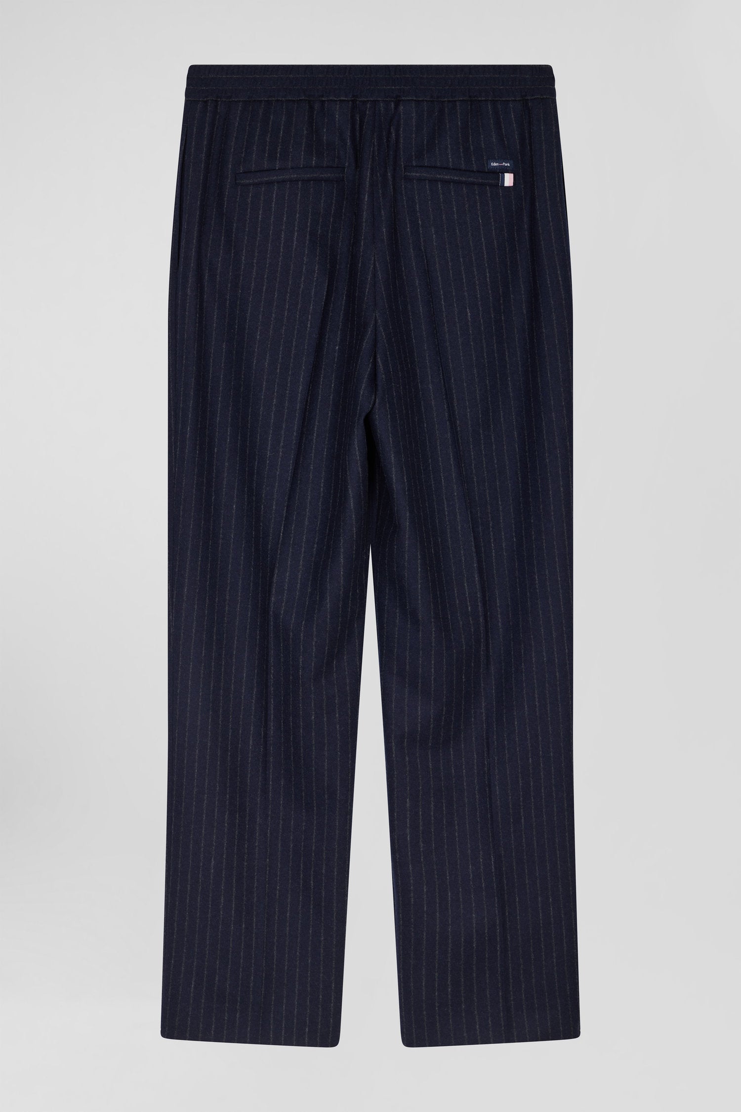 Pantalon en laine rayé bleu marine coupe Modern