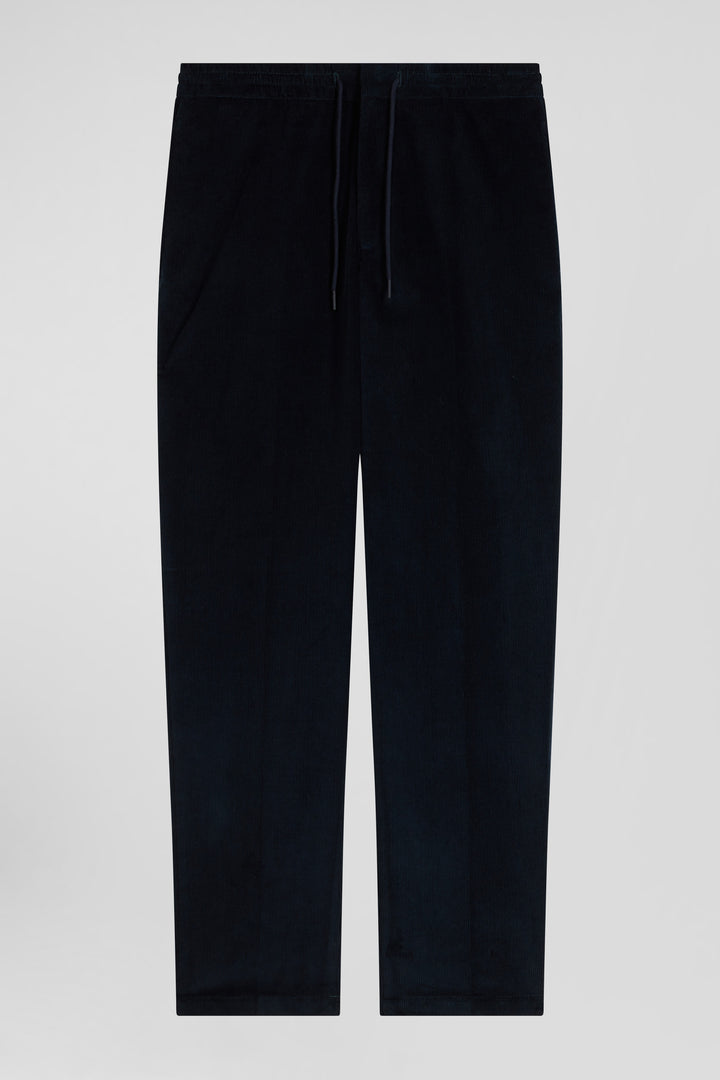 Pantalon en velours côtelé bleu marine taille élastiquée coupe Modern