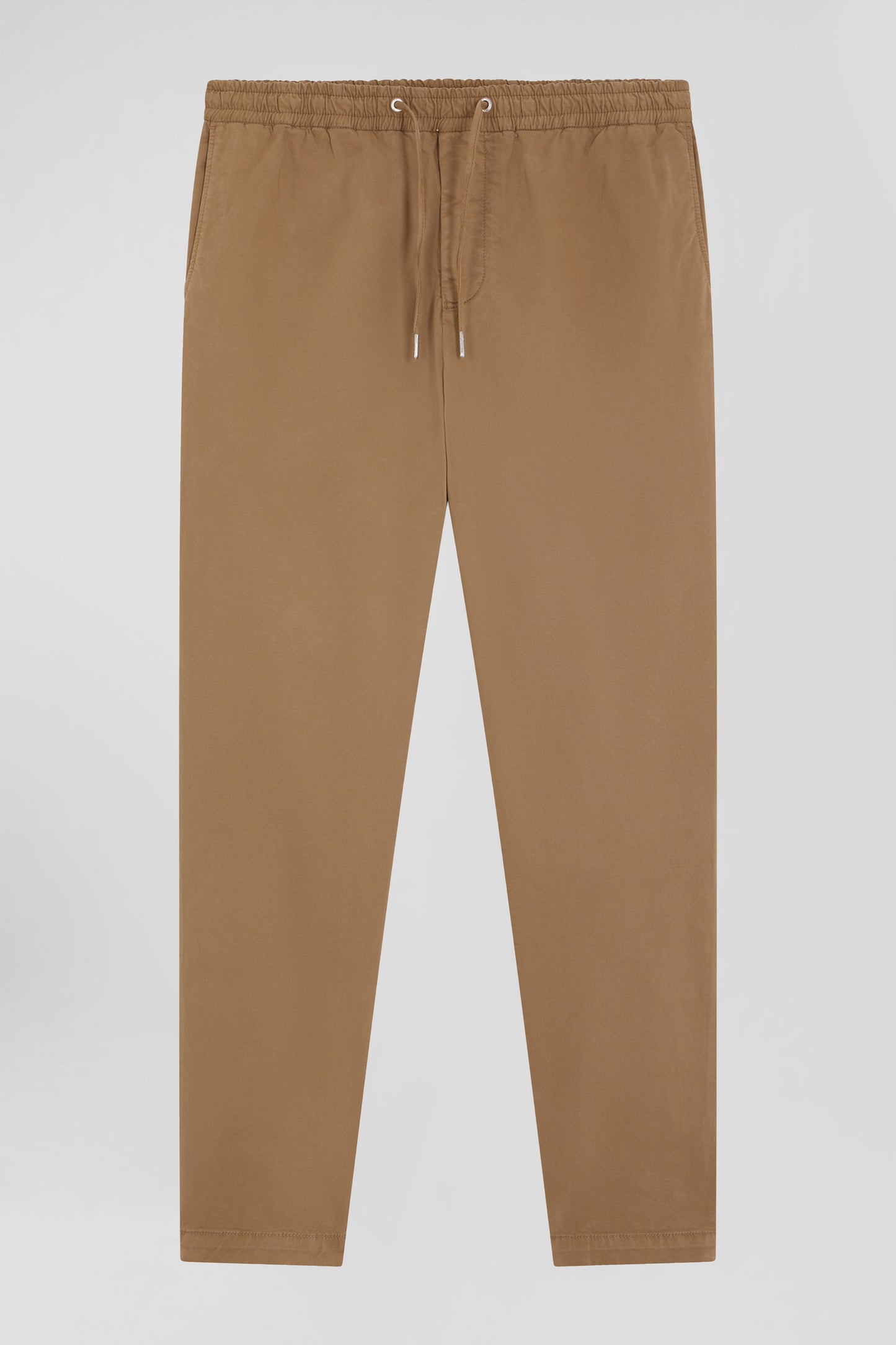 Pantalon taille élastique en coton stretch noisette coupe Modern