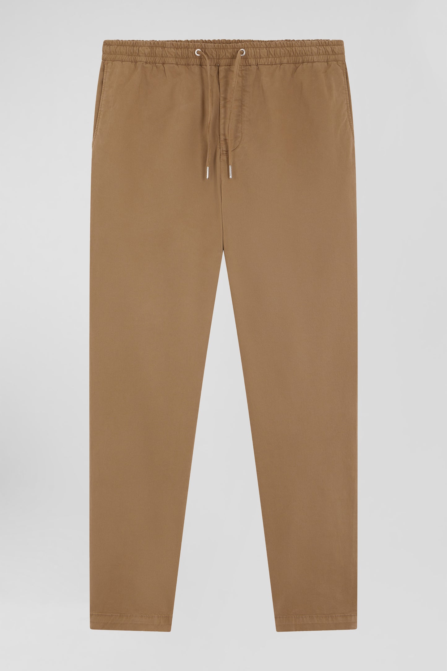 Pantalon taille élastique en coton stretch camel coupe Modern