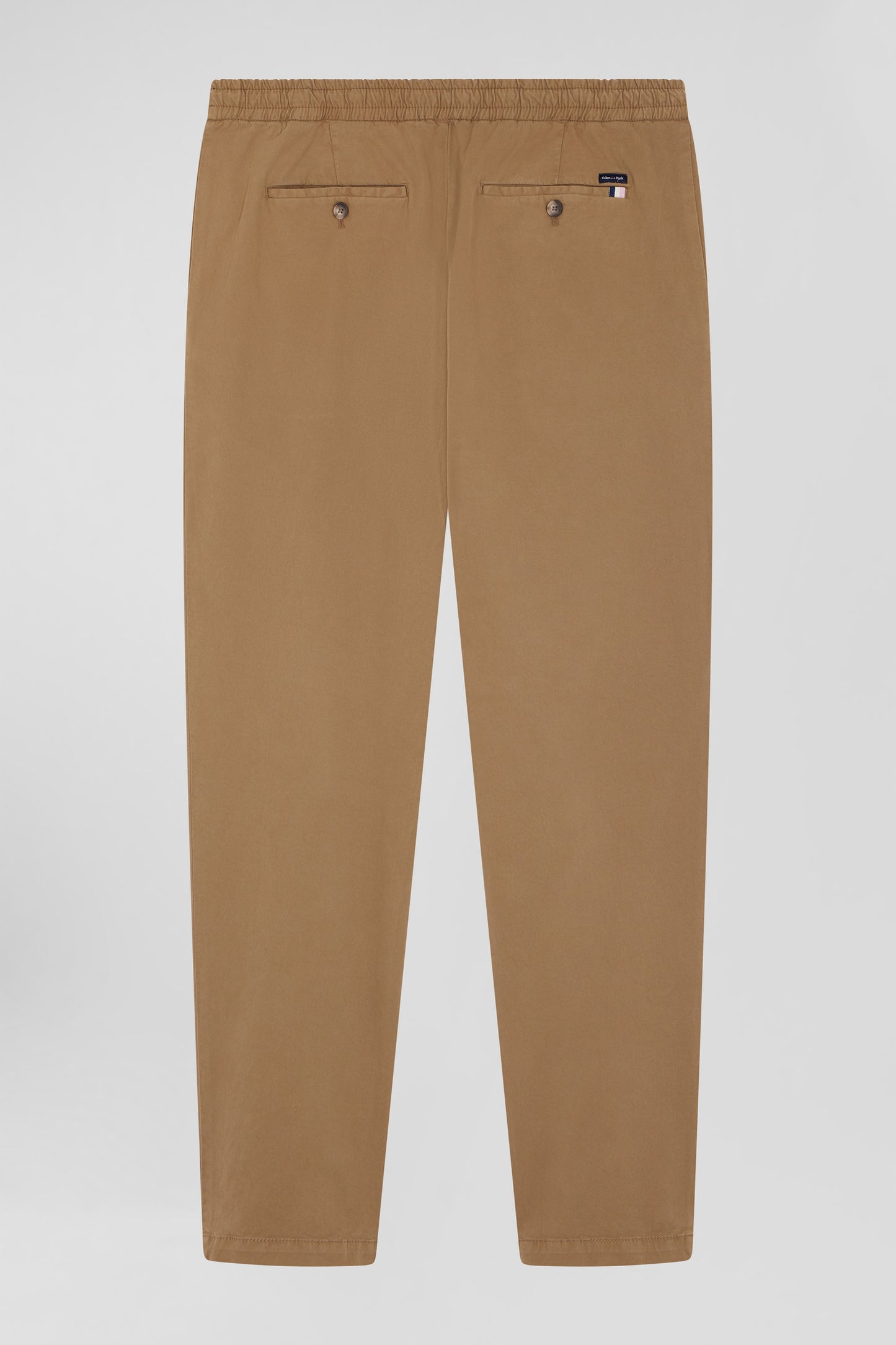 Pantalon taille élastique en coton stretch noisette coupe Modern
