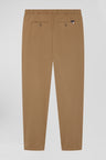 Pantalon taille élastique en coton stretch noisette coupe Modern