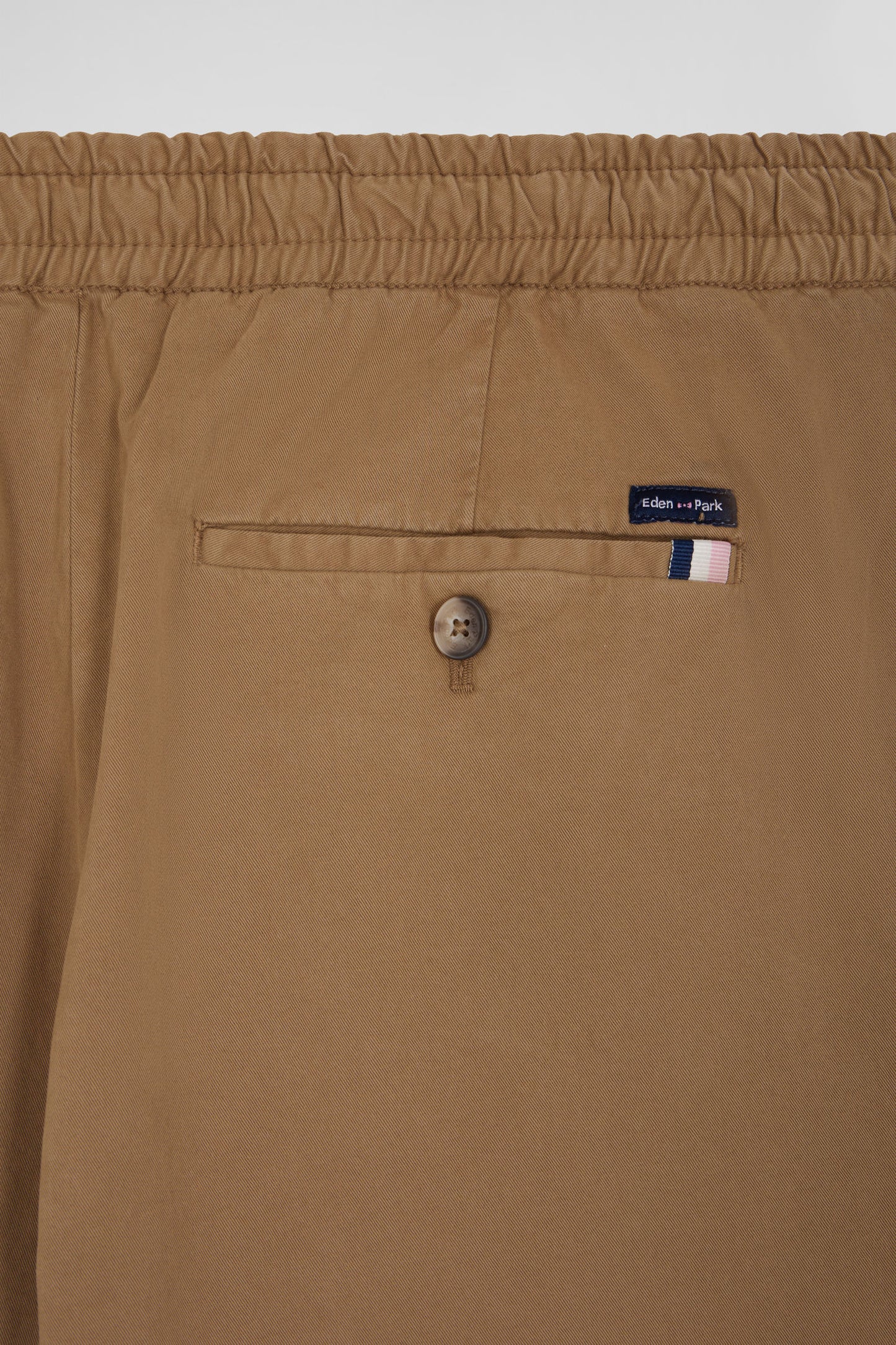 Pantalon taille élastique en coton stretch camel coupe Modern