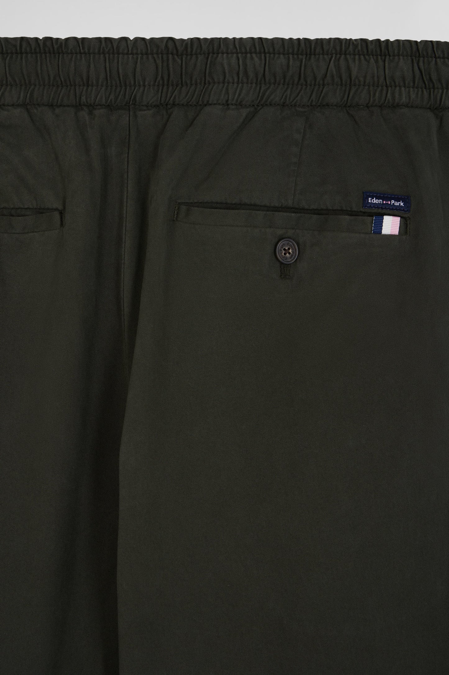 Pantalon taille élastique en coton stretch kaki coupe Modern