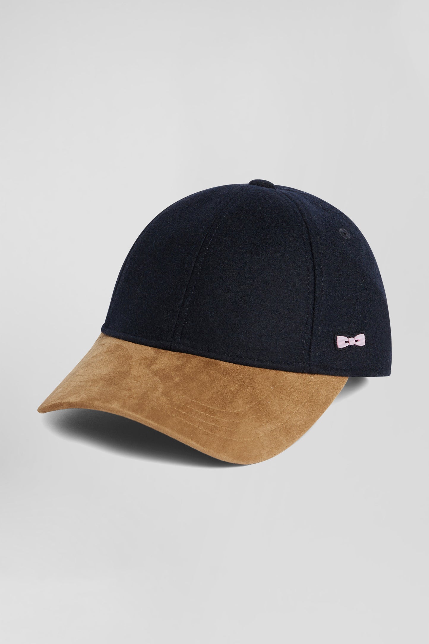 Casquette bicolore en laine mélangée marine et noisette