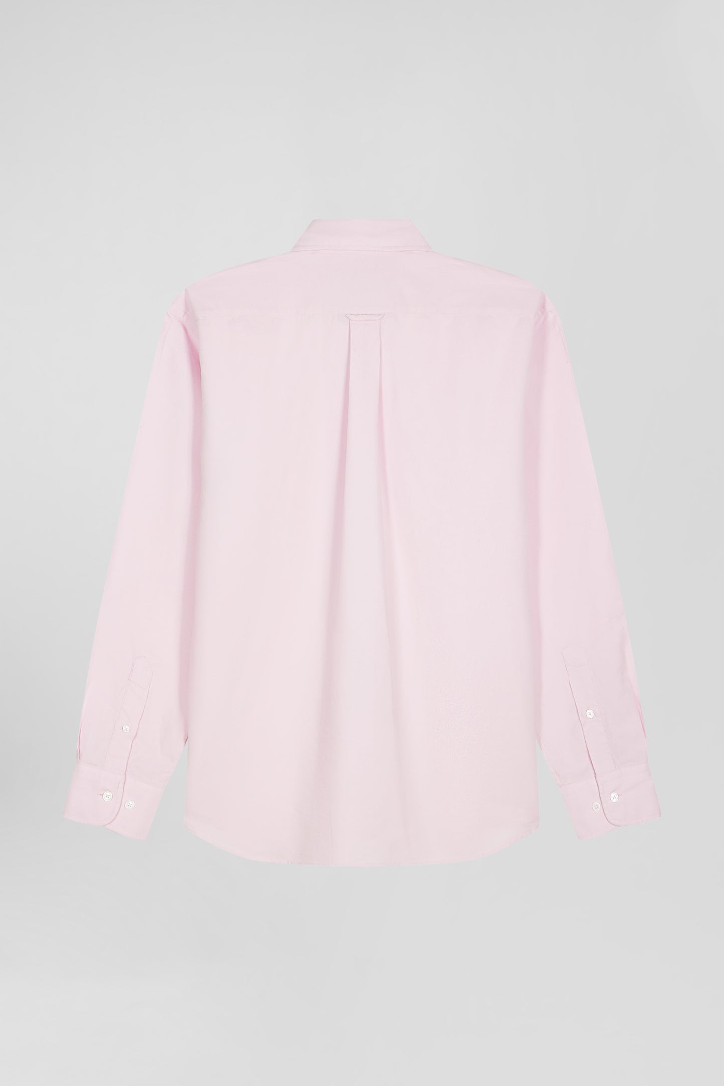Chemise en velours côtelé uni rose col boutonné et poche poitrine coupe Regular
