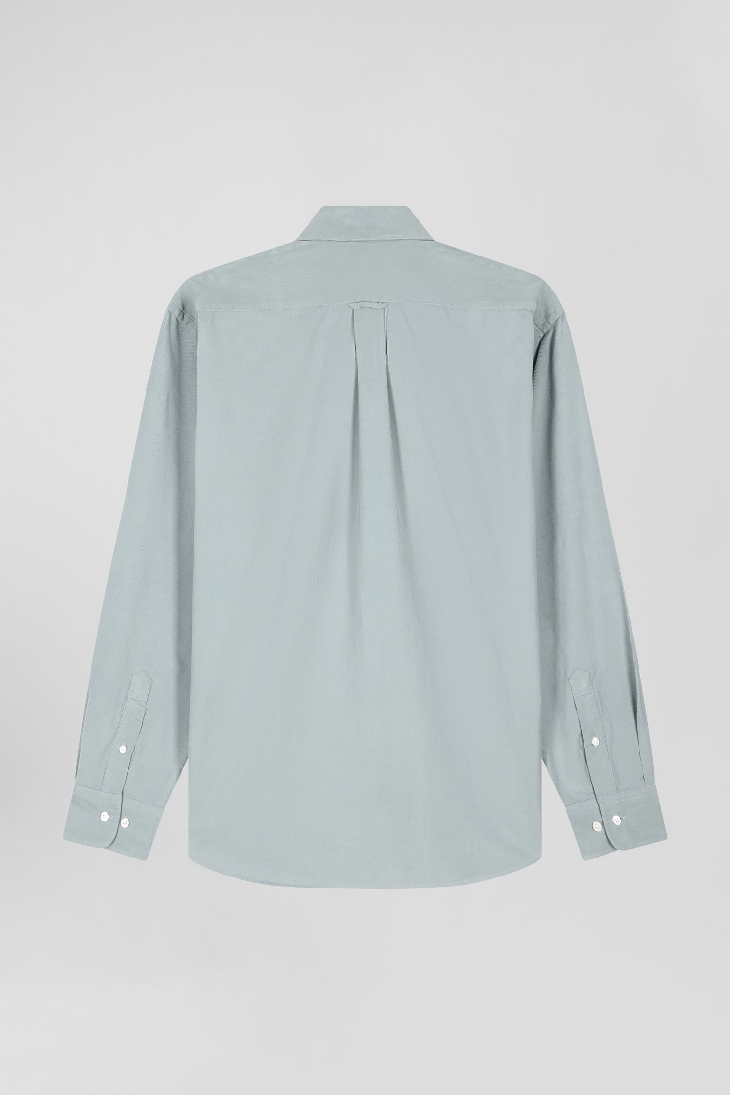 Chemise en coton uni vert d'eau col boutonné et poche poitrine coupe Regular