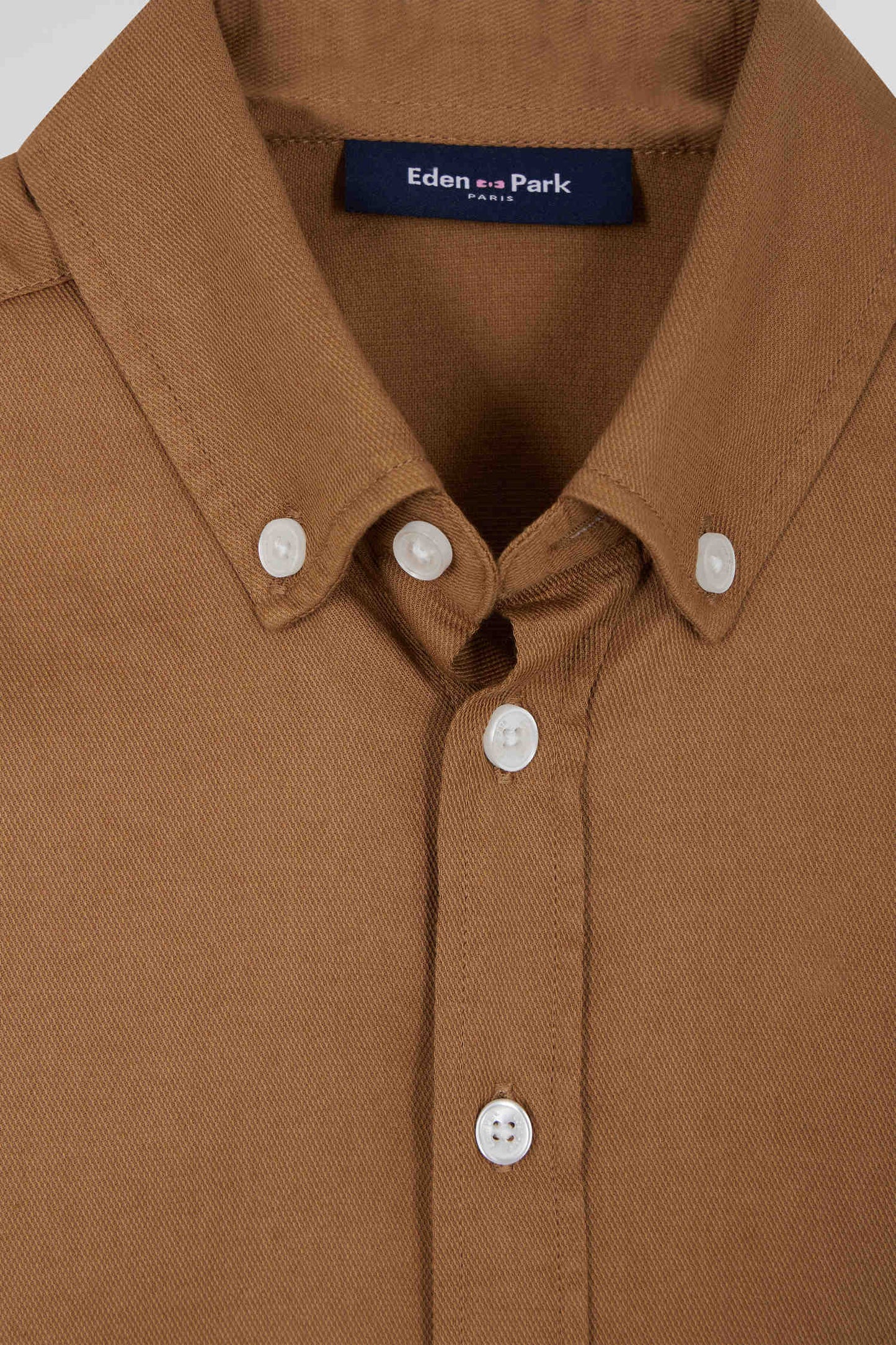 Plain hazelnut cotton oxford shirt Regular fit