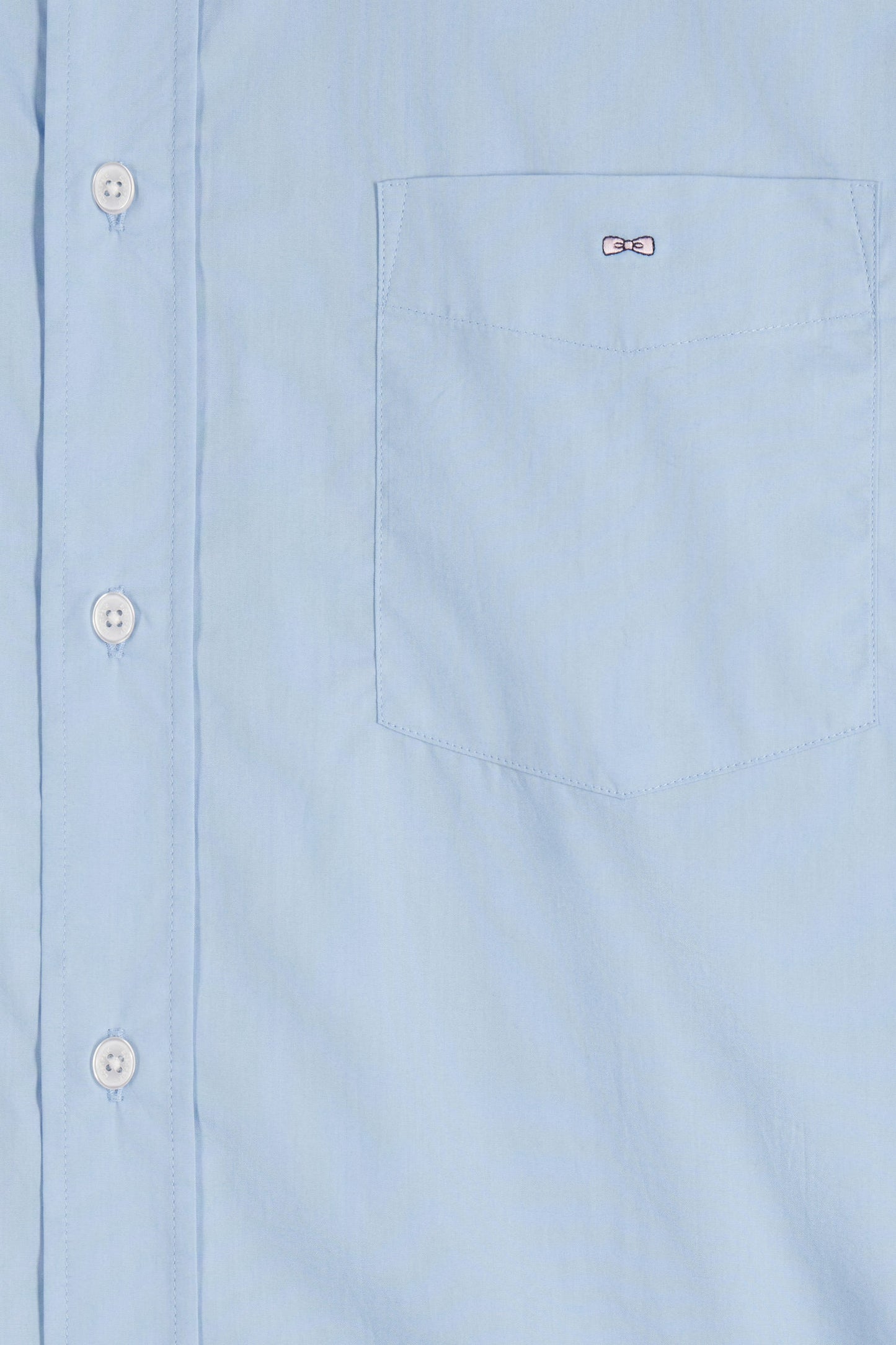 Regular sky blue cotton poplin shirt with button-down collar and printed elbow patches