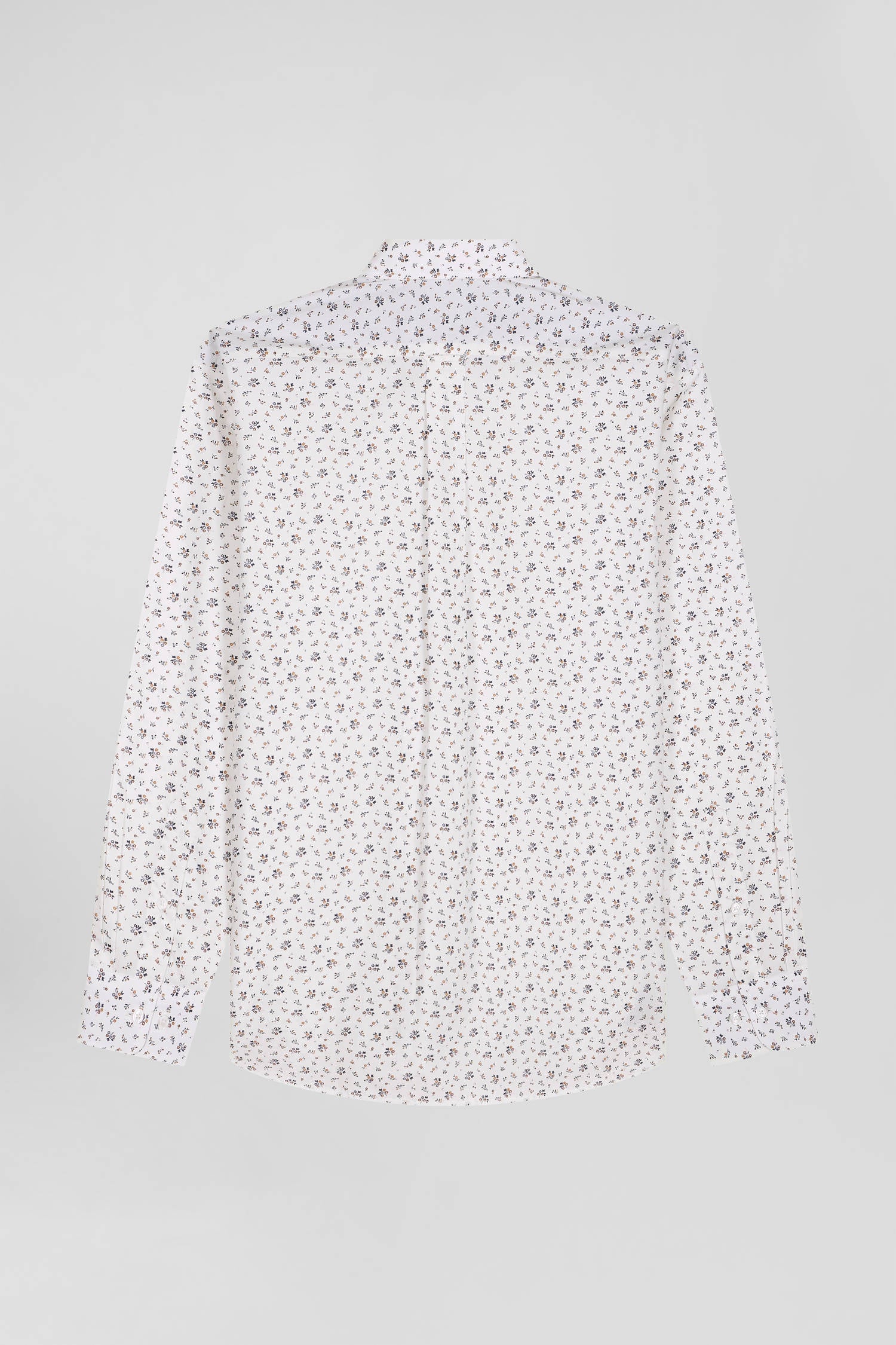 Chemise en popeline de coton écrue à microimprimé fleurs coupe Regular