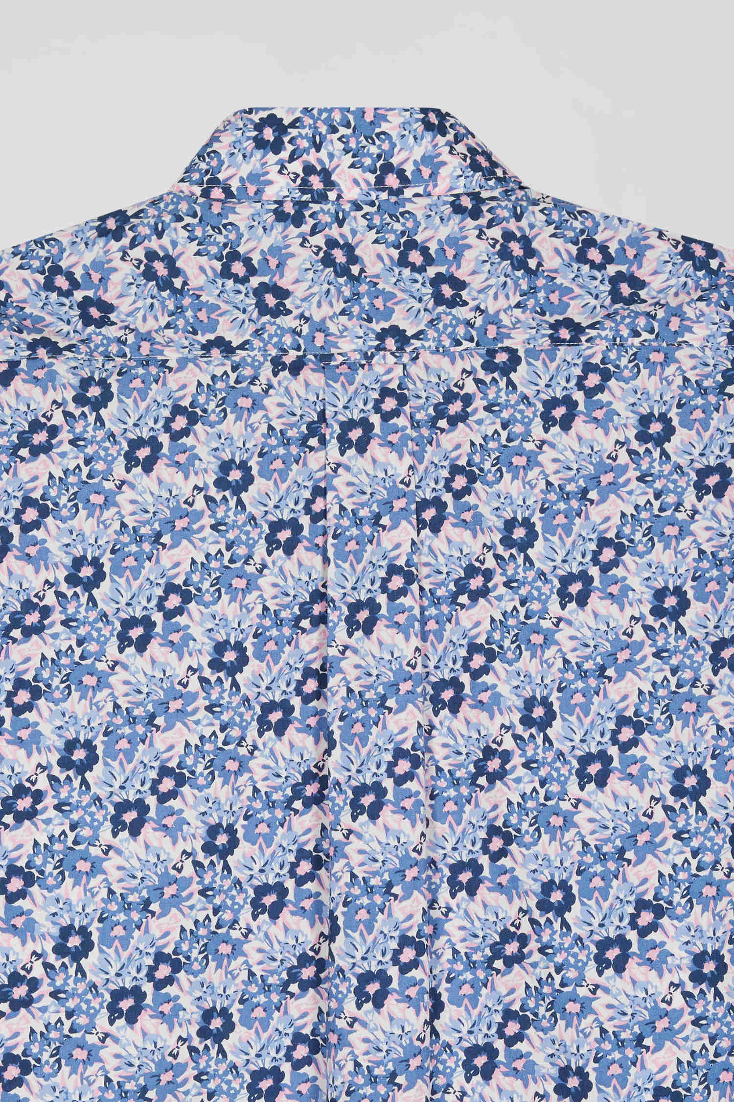 Chemise en popeline de coton bleue imprimé floral coupe Regular