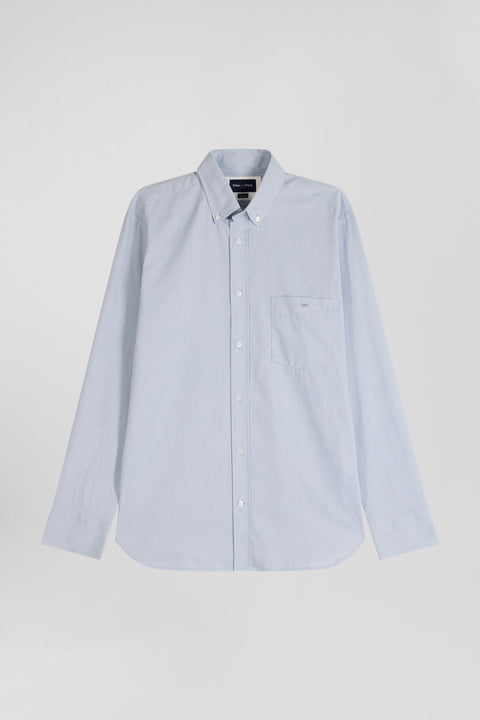 Chemise en twill de coton unie ciel col à pointes boutonnées coupe Regular - Image 2