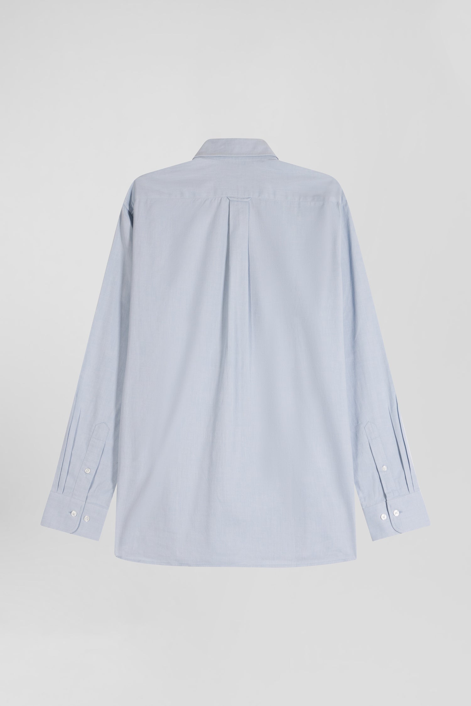 Chemise en twill de coton unie ciel col à pointes boutonnées coupe Regular