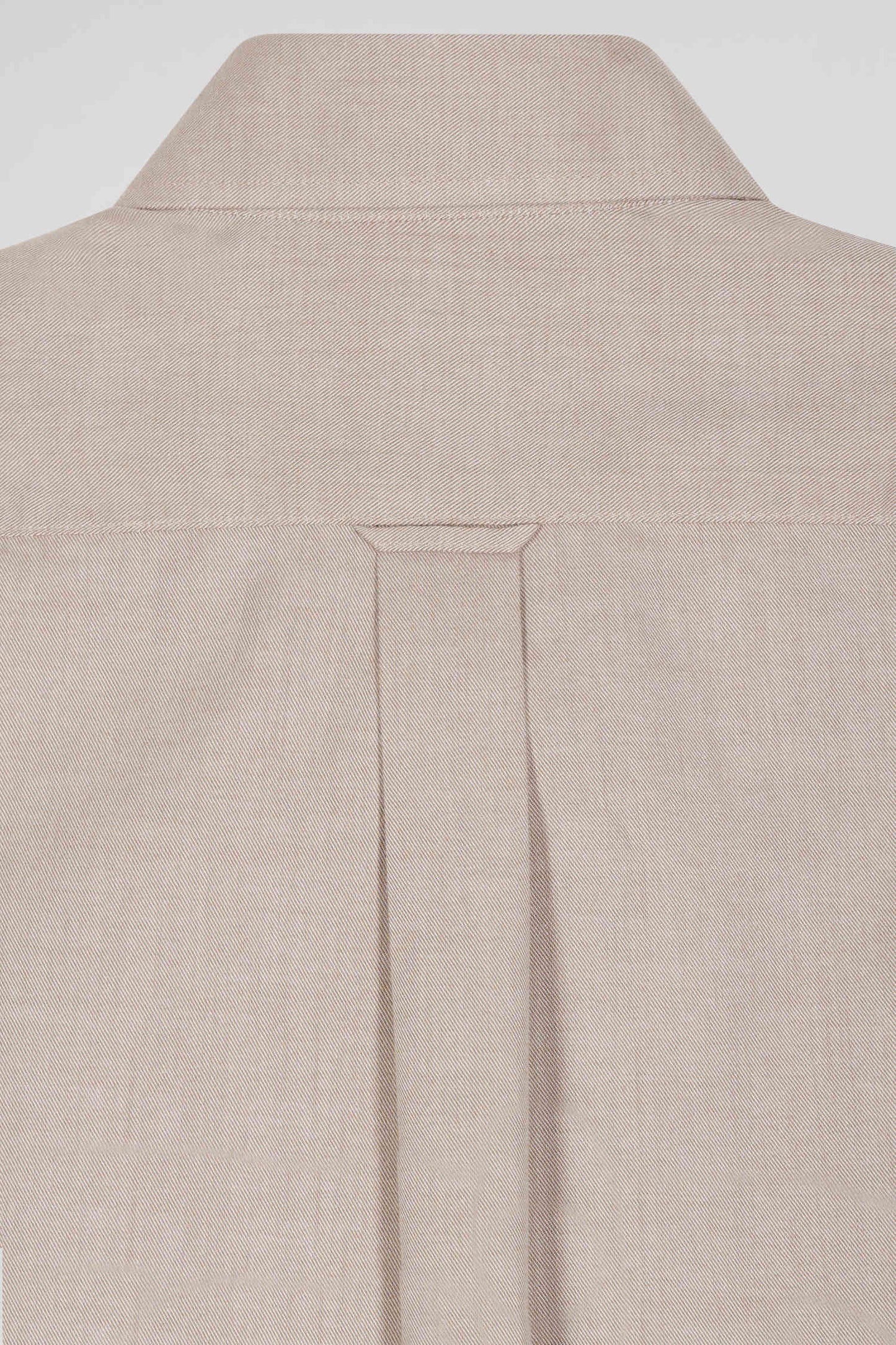 Regular plain brown cotton twill shirt with button-down collar