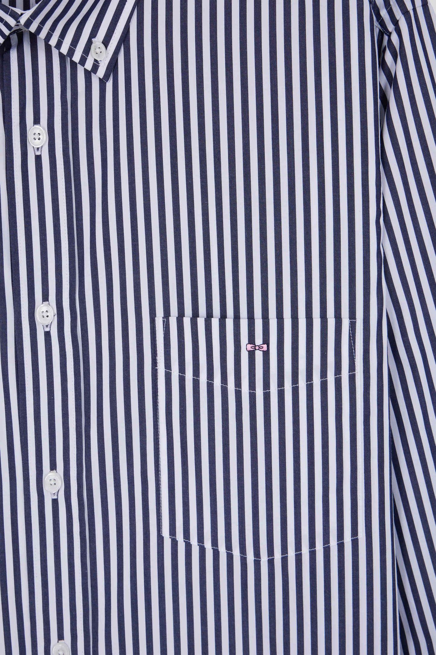 Regular navy blue striped cotton poplin shirt