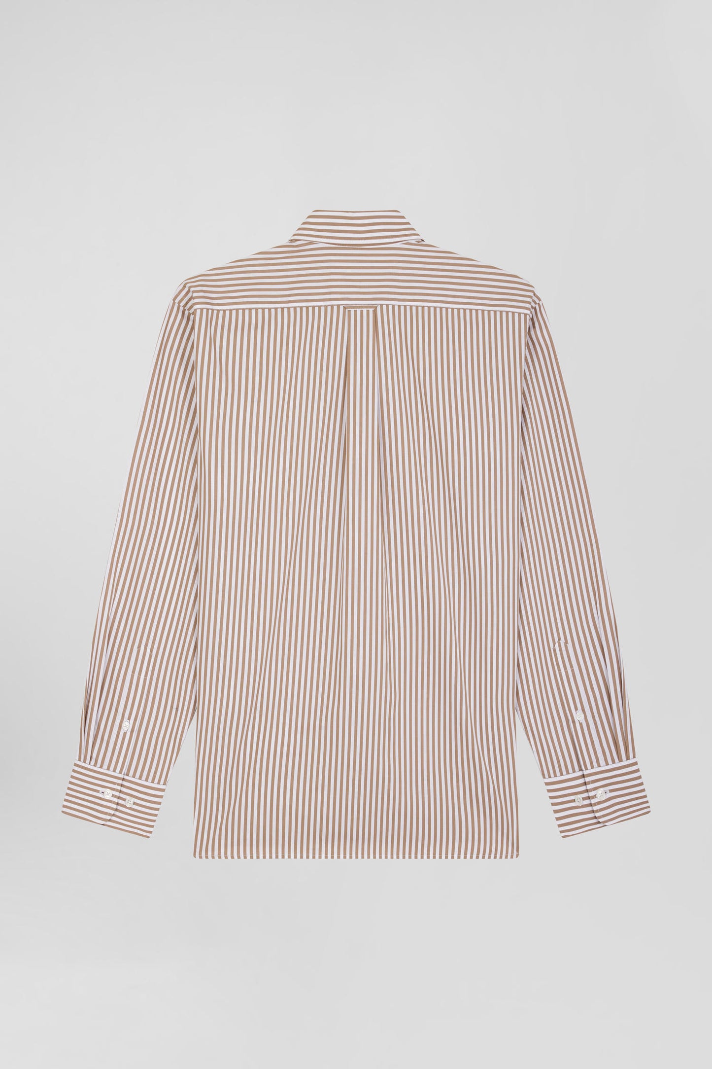 Regular brown striped cotton poplin shirt