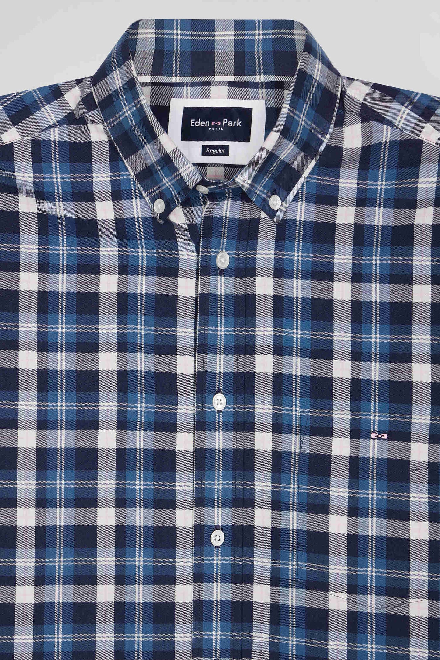 Regular blue checked cotton shirt