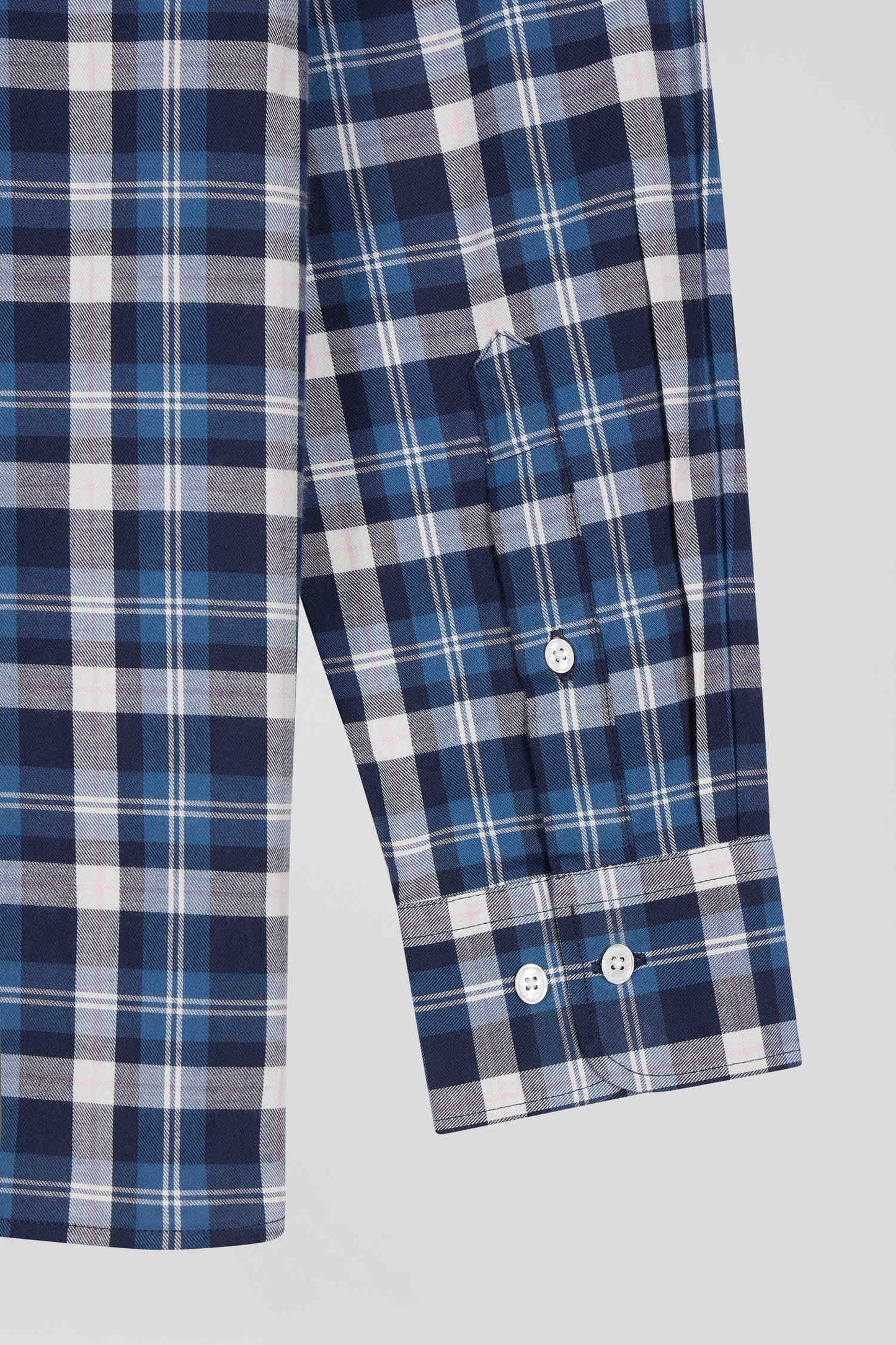Regular blue checked cotton shirt
