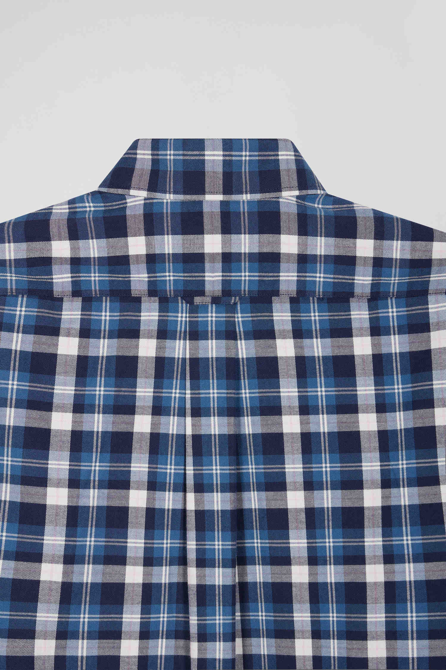 Chemise en coton à carreaux bleus coupe Regular