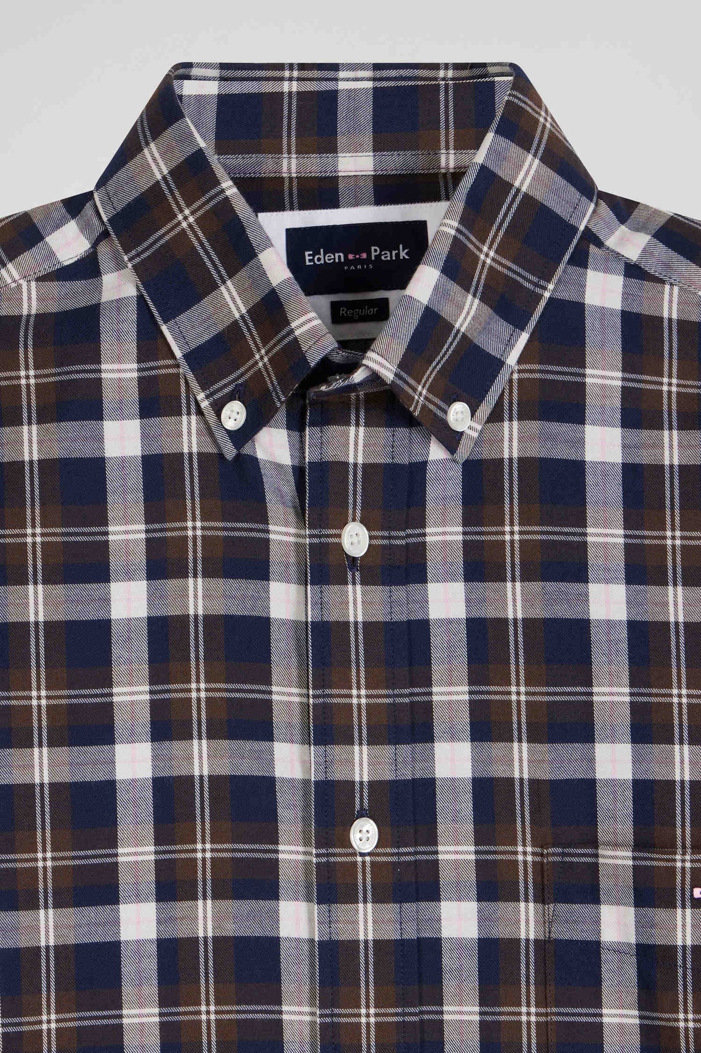 Regular brown checked cotton shirt