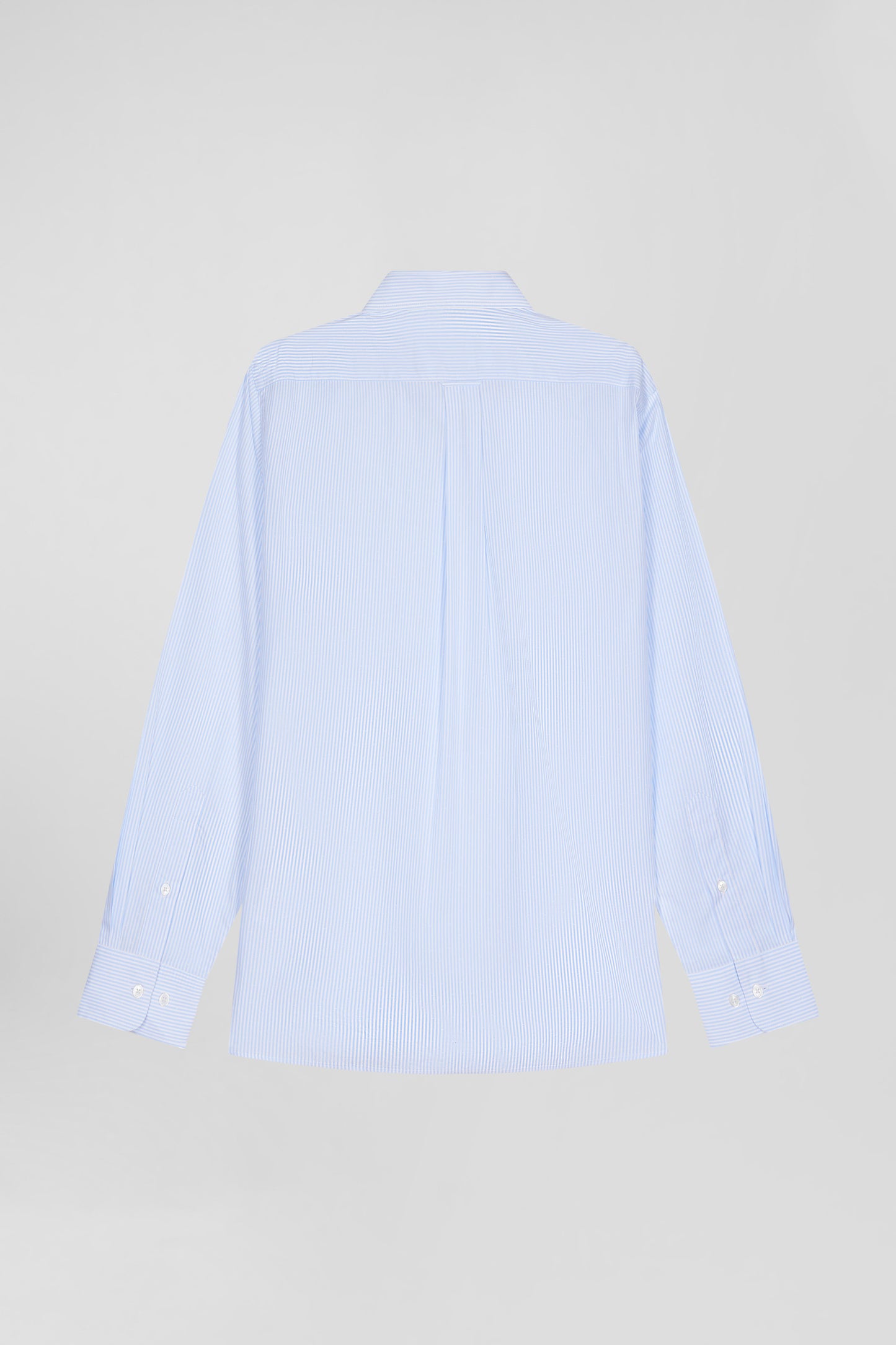 Regular sky blue striped cotton jacquard shirt