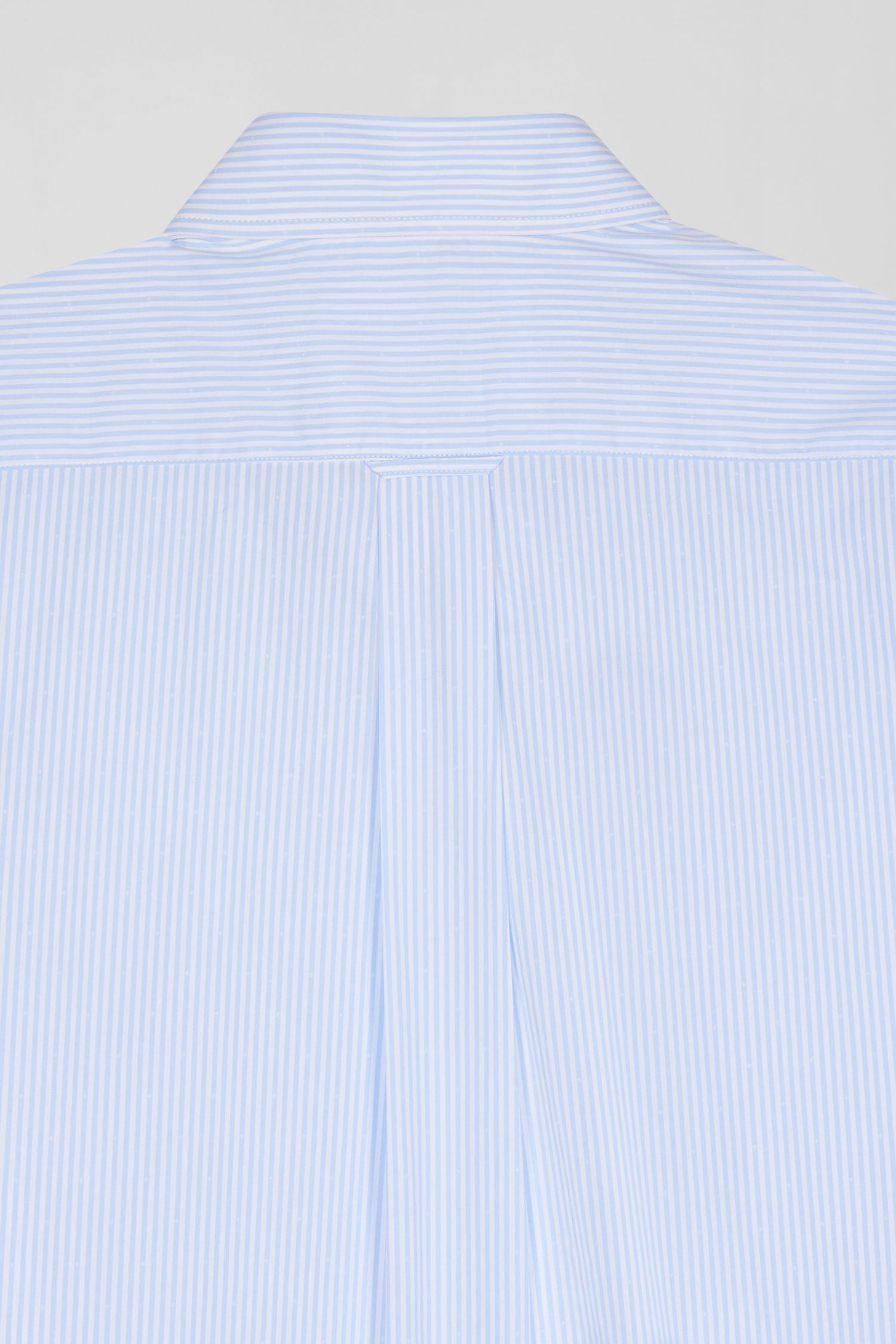 Regular sky blue striped cotton jacquard shirt