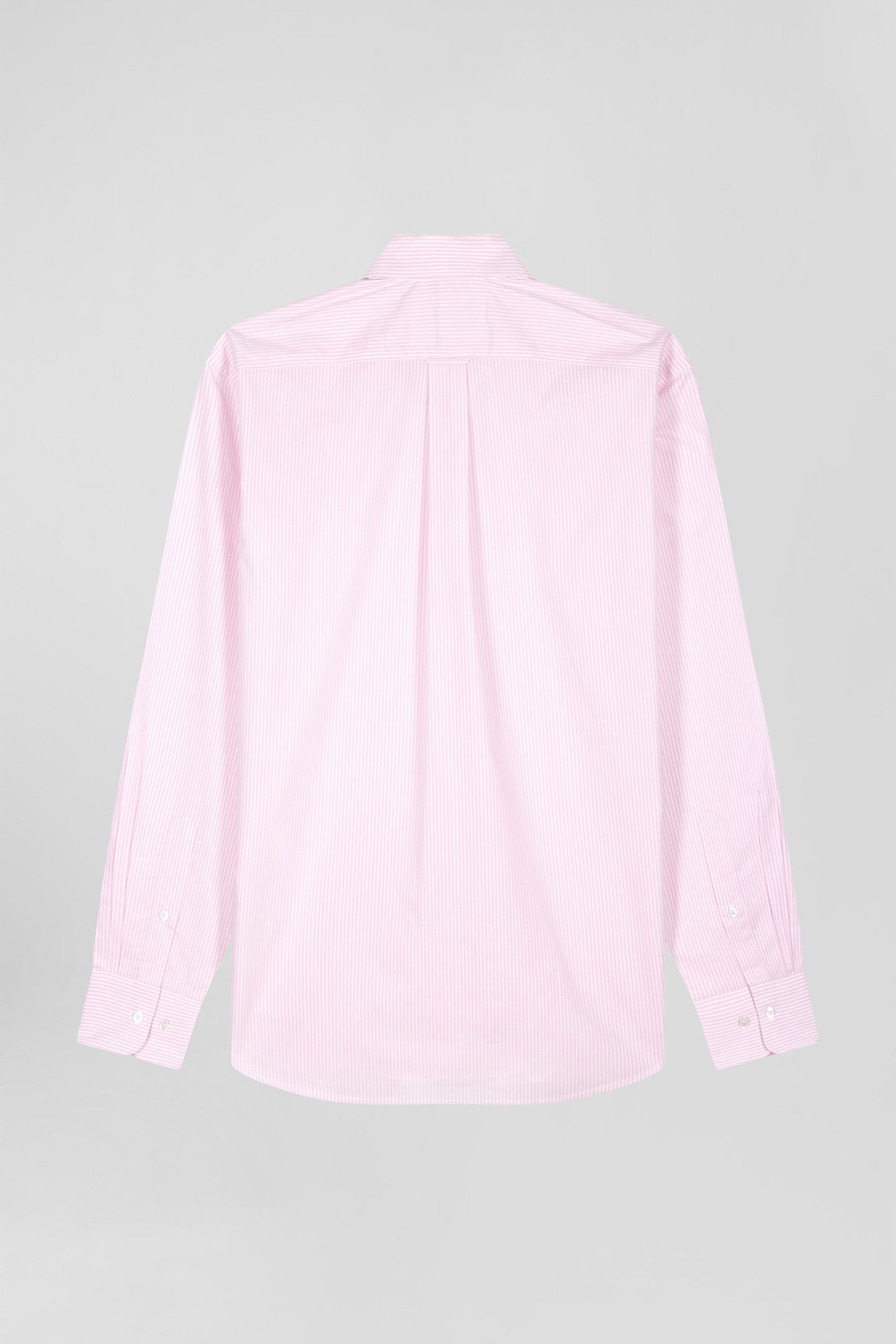 Regular pink striped cotton jacquard shirt