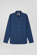 Chemise en piqué coton unie bleue coupe Regular