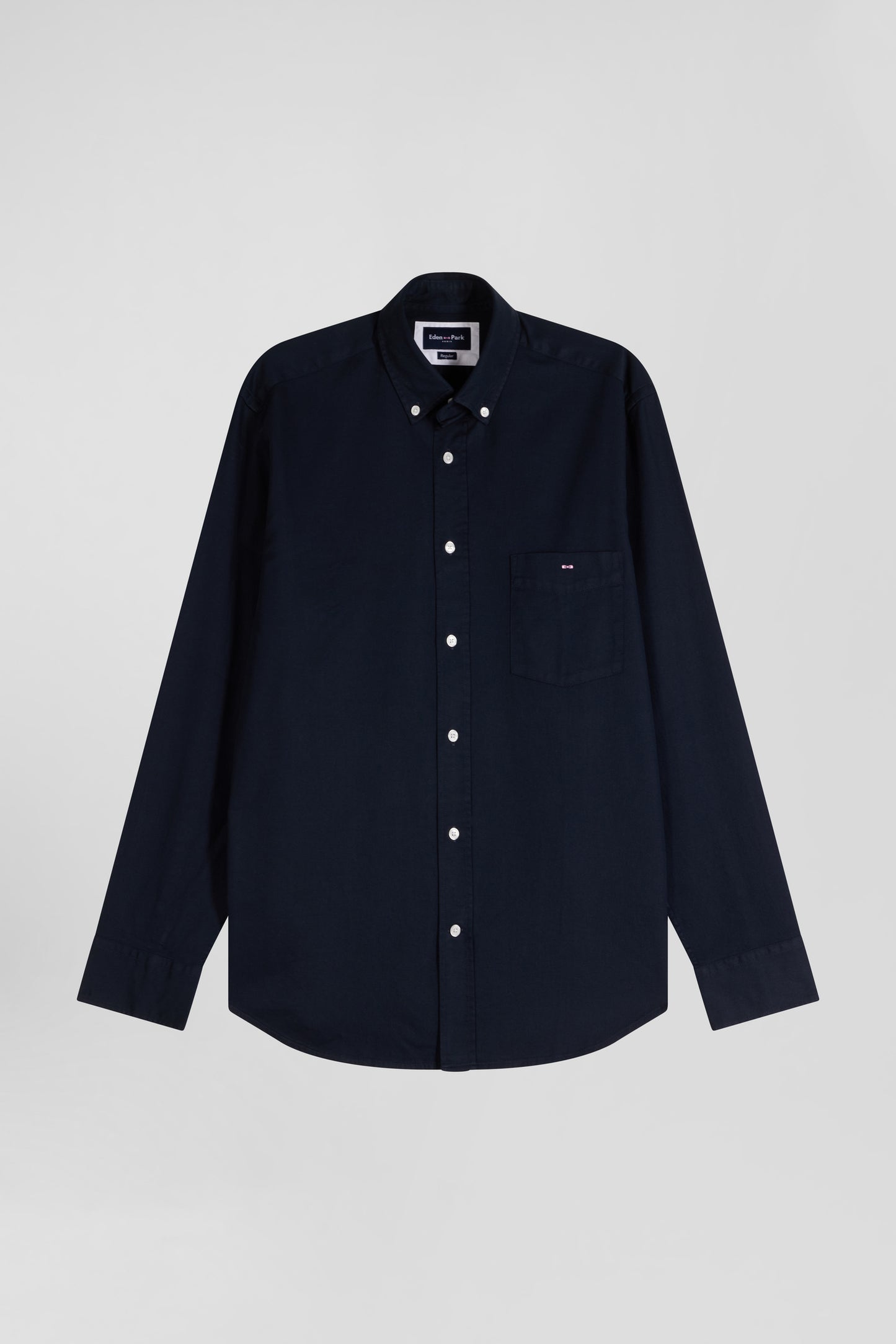 Chemise en piqué coton unie bleu marine coupe Regular