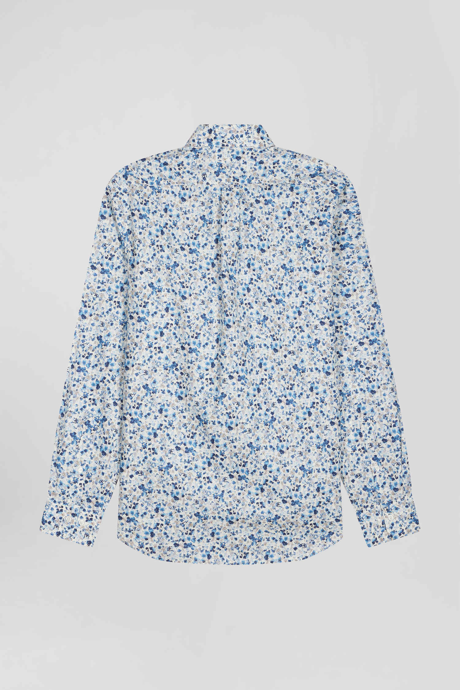 Chemise en popeline de coton Pima écrue microimprimé floral coupe Regular